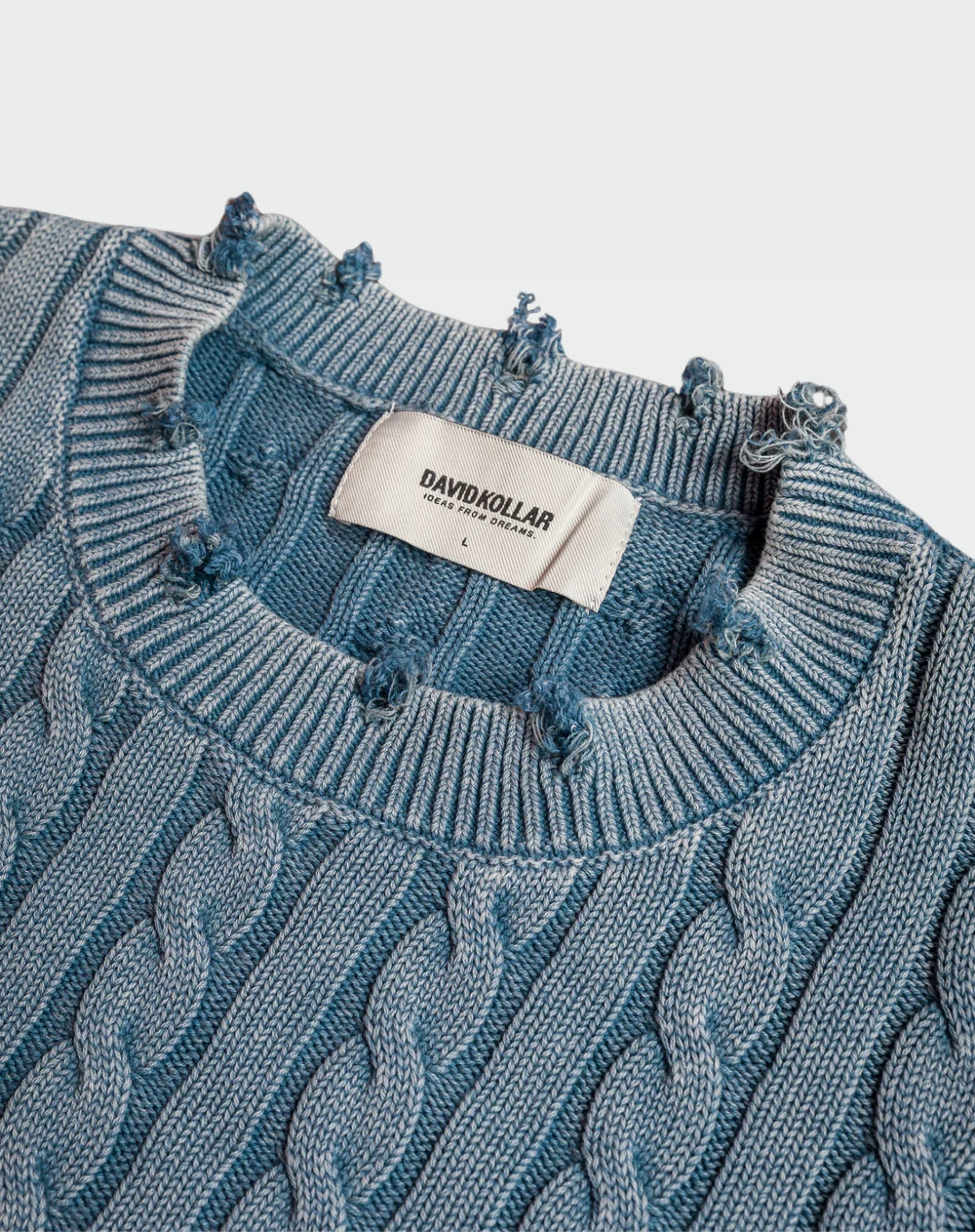 Light Weight Knotted Knit Sweater : Cobalt Blue