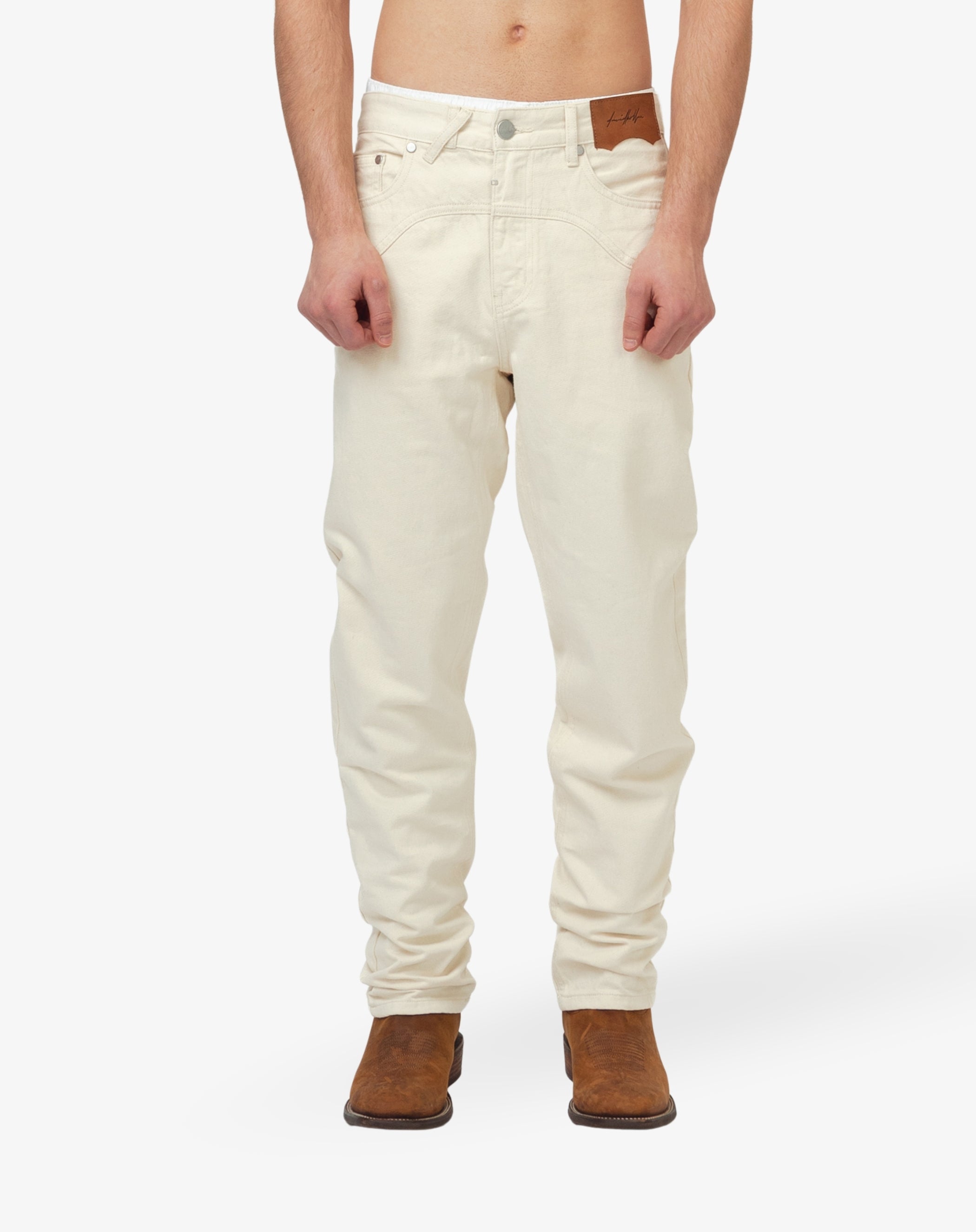 Straight Cut Denim: Cowboy Off White