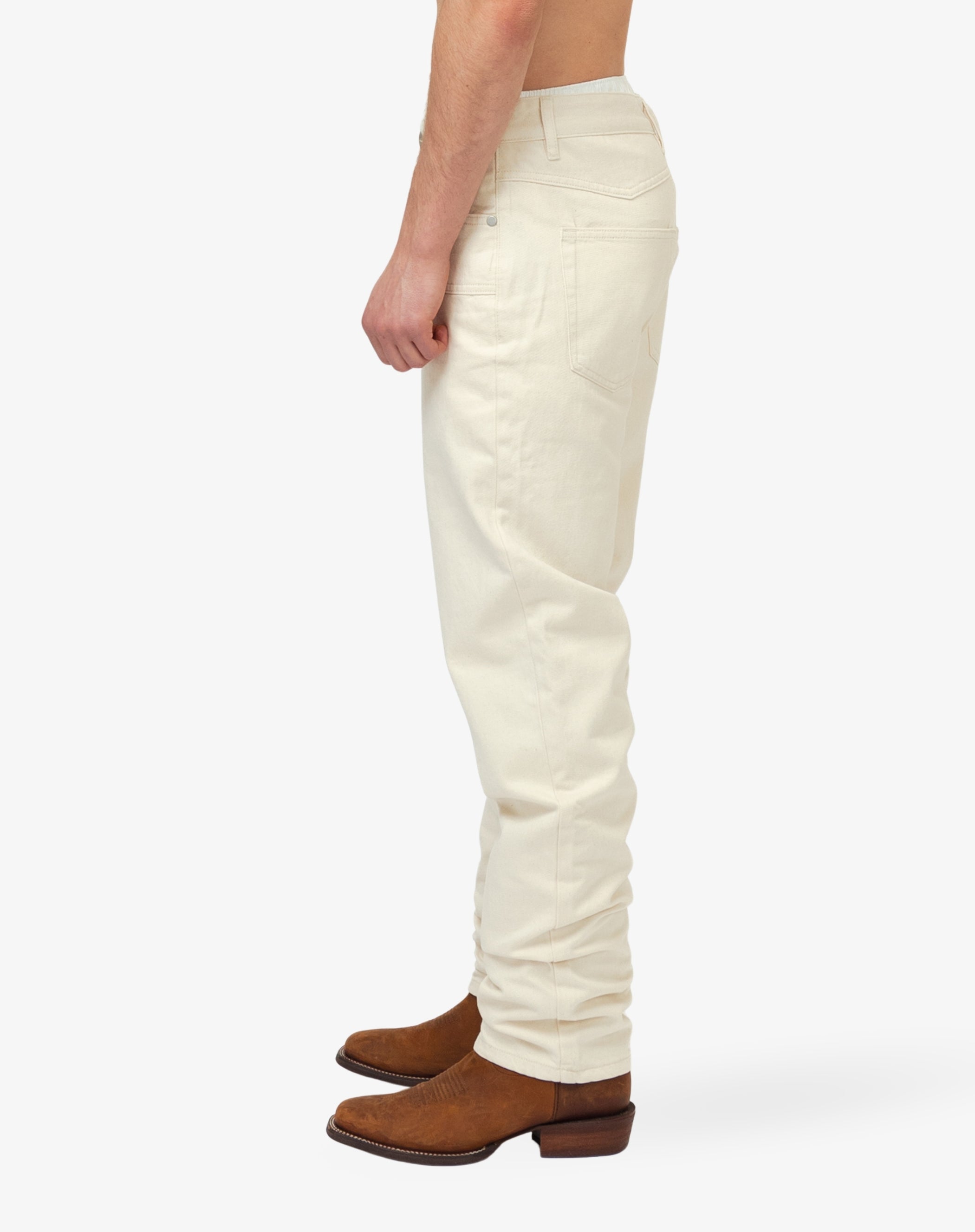 Straight Cut Denim: Cowboy Off White
