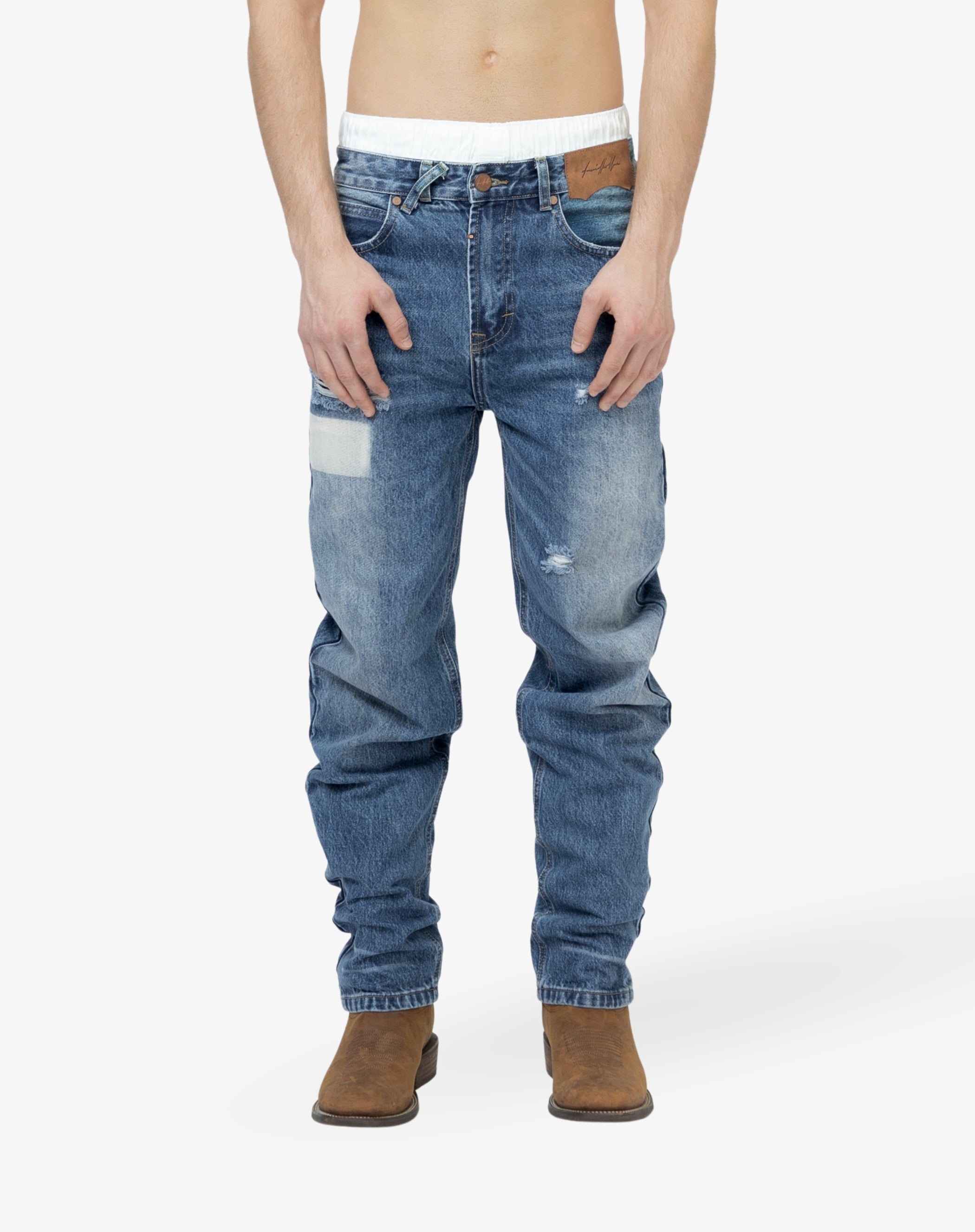 Straight Cut Denim: Whisker Classic Blue Fade