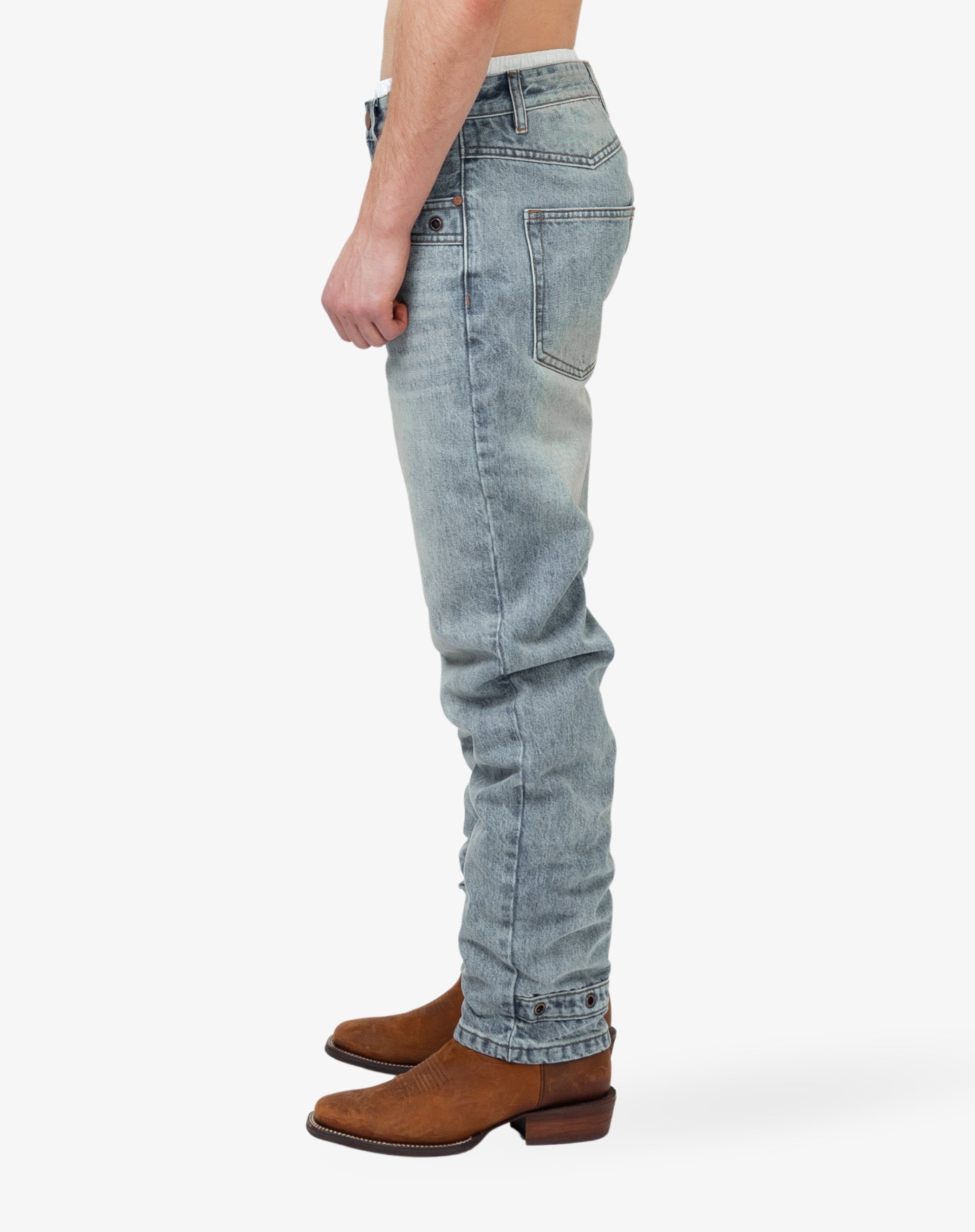 Straight Cut Denim: Eyelet Signature Blue