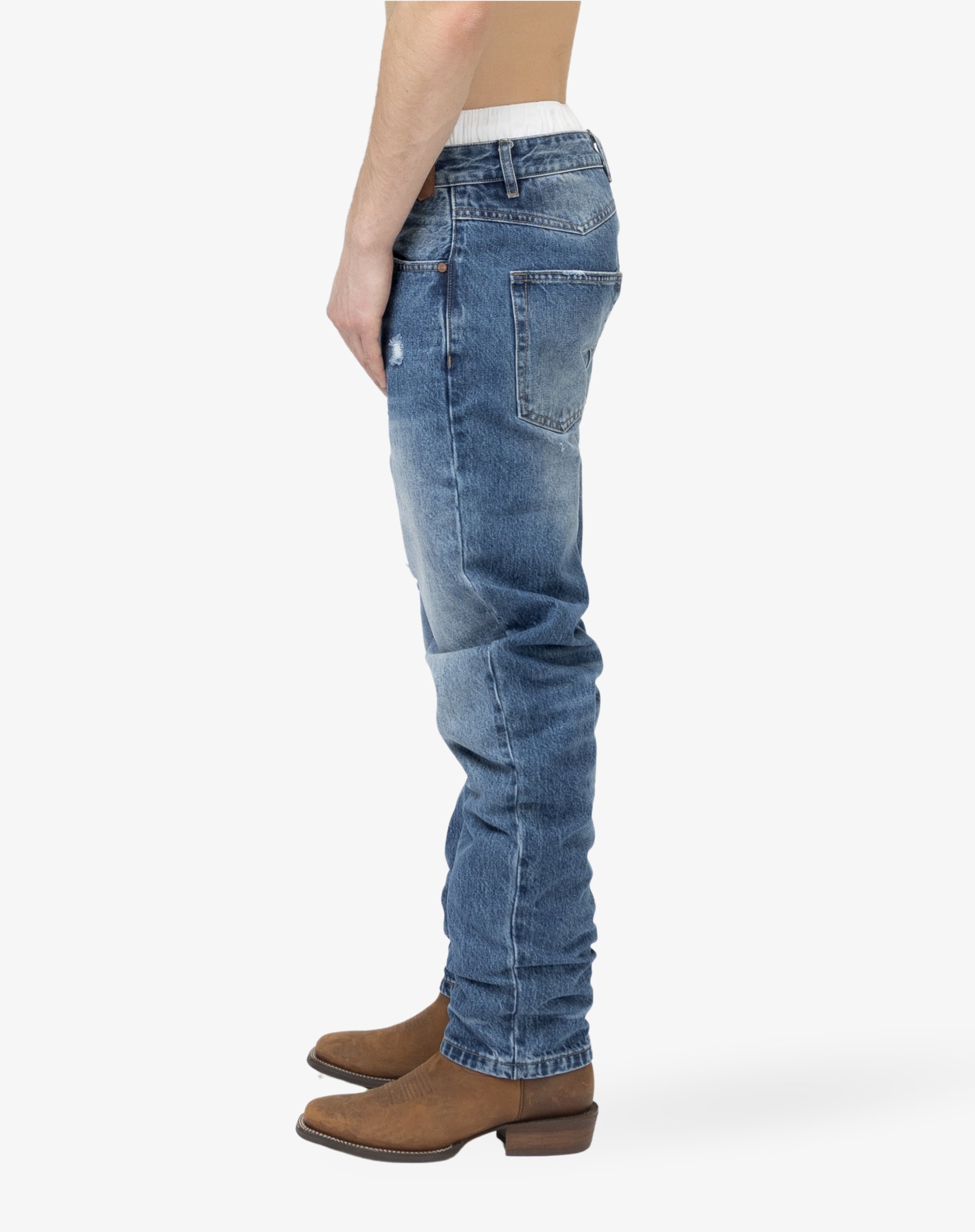 Straight Cut Denim: Whisker Classic Blue Fade