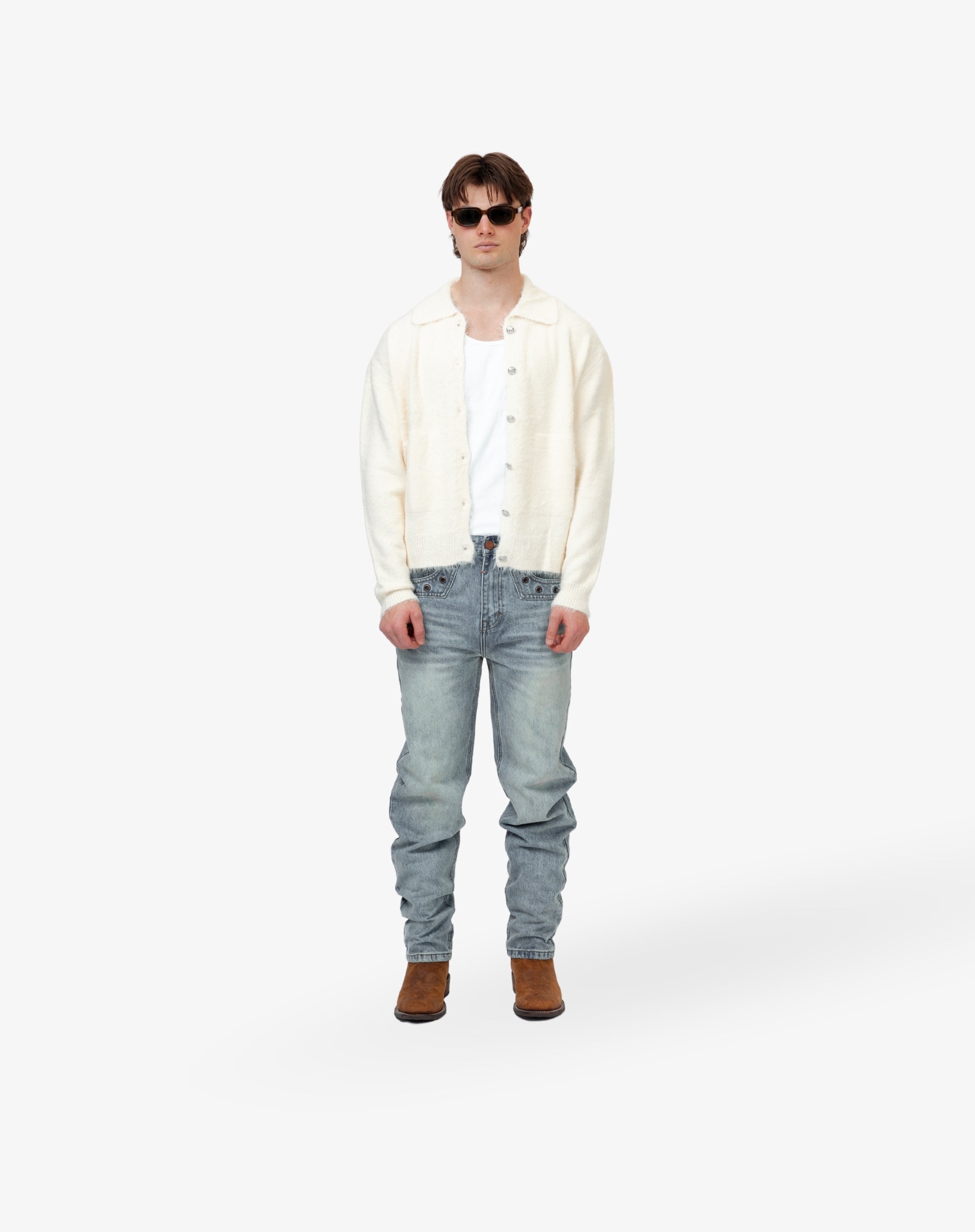 Straight Cut Denim: Eyelet Signature Blue
