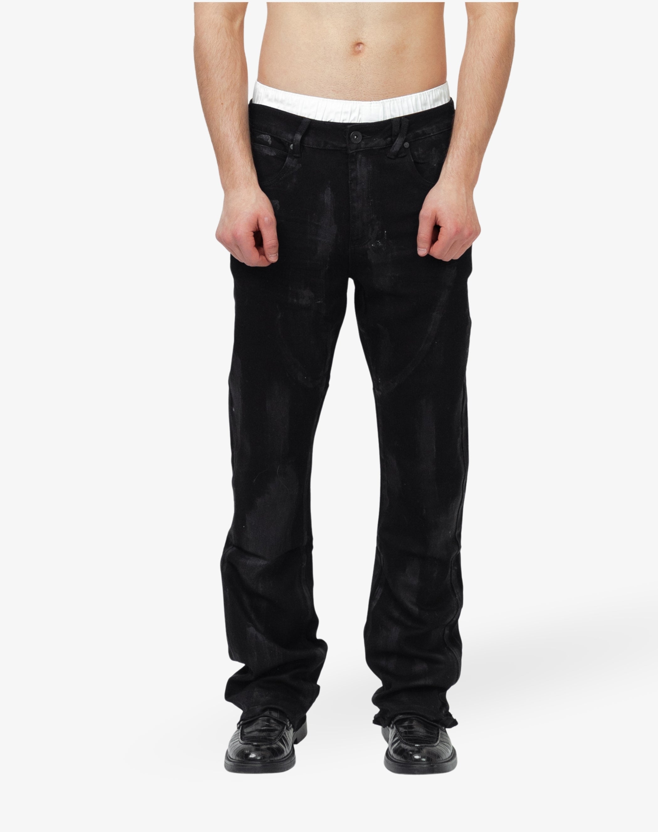 Straight Flares Denim: Midnight Wax Black