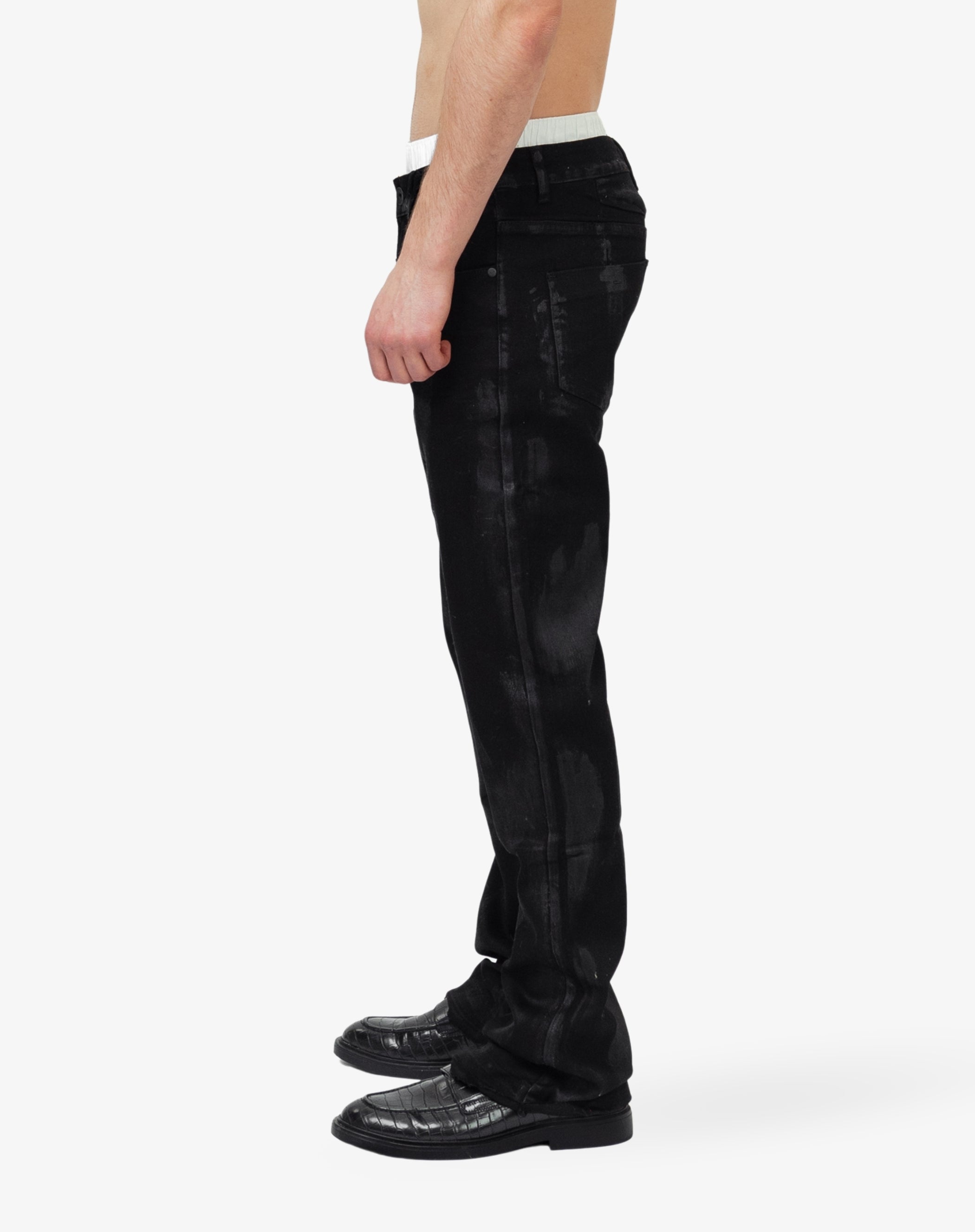 Straight Flares Denim: Midnight Wax Black