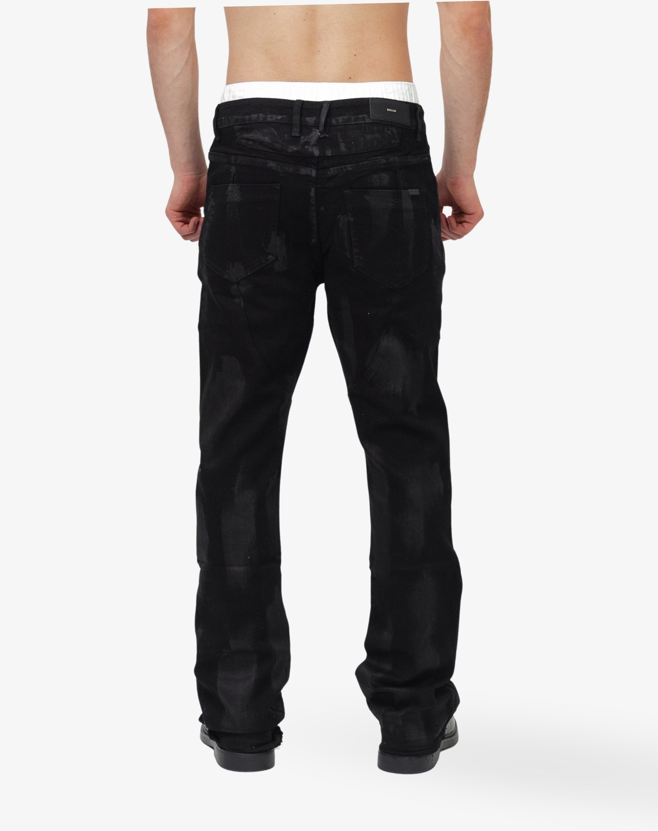 Straight Flares Denim: Midnight Wax Black