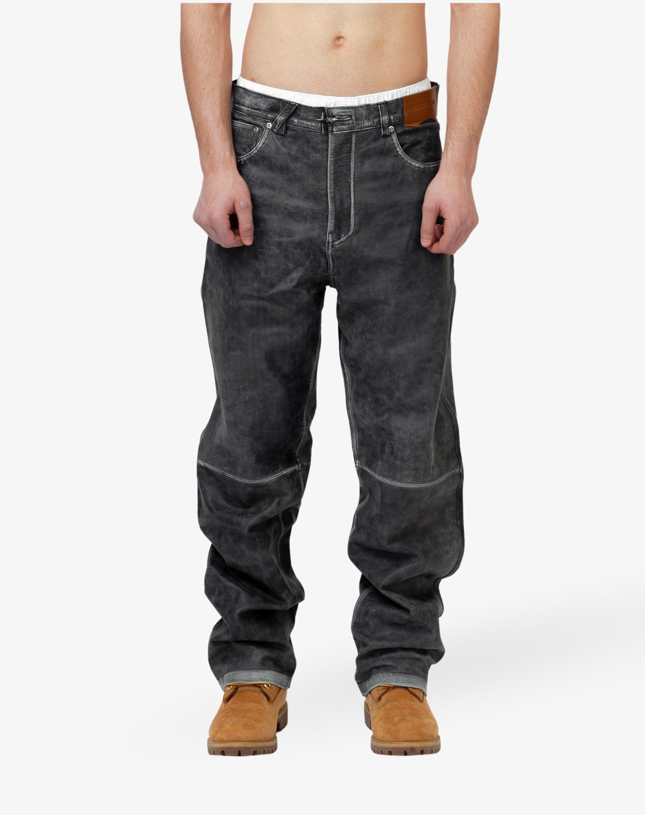Straight Cut Leather Pants - Vintage Black ( Pre-Order )
