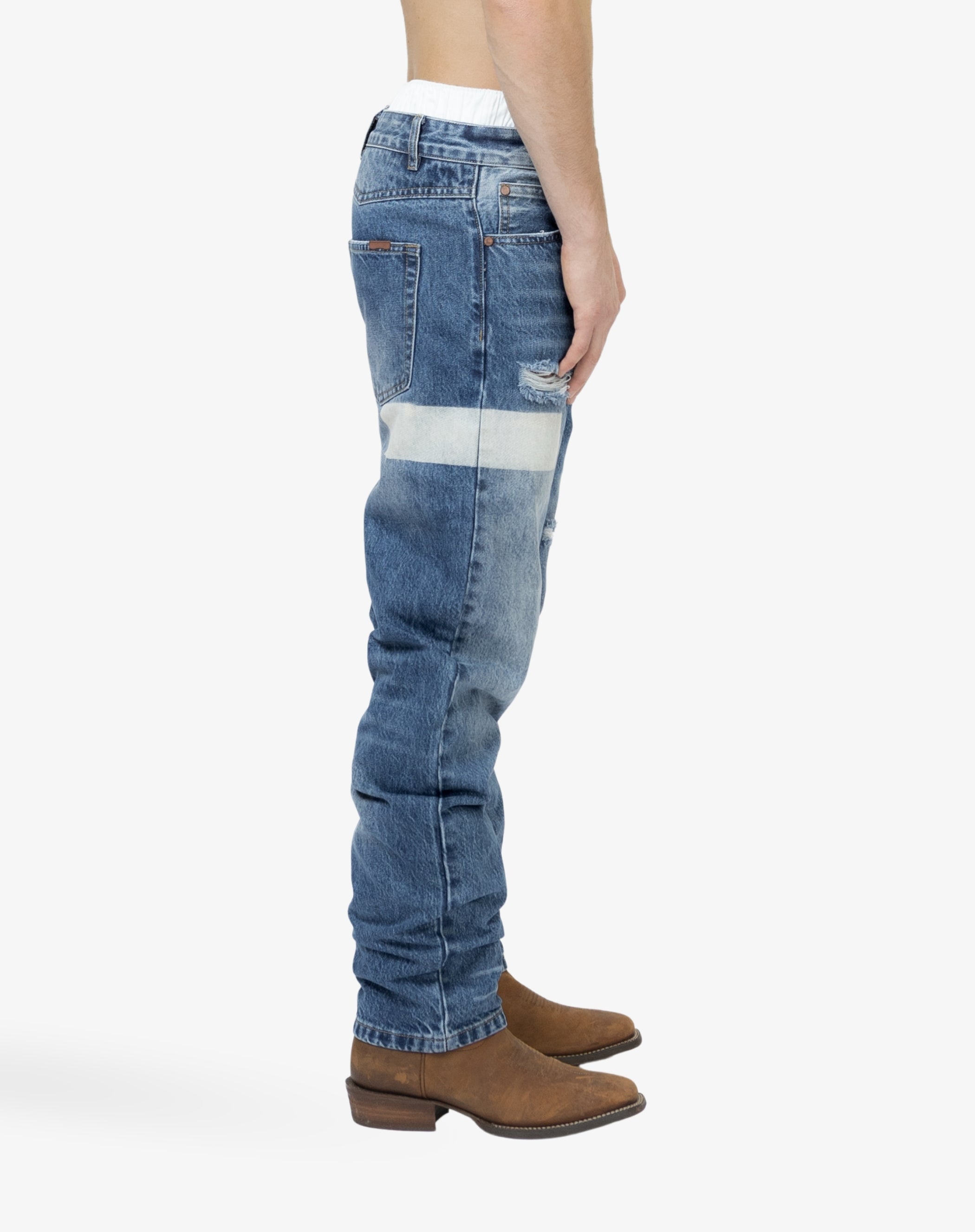 Straight Cut Denim: Whisker Classic Blue Fade