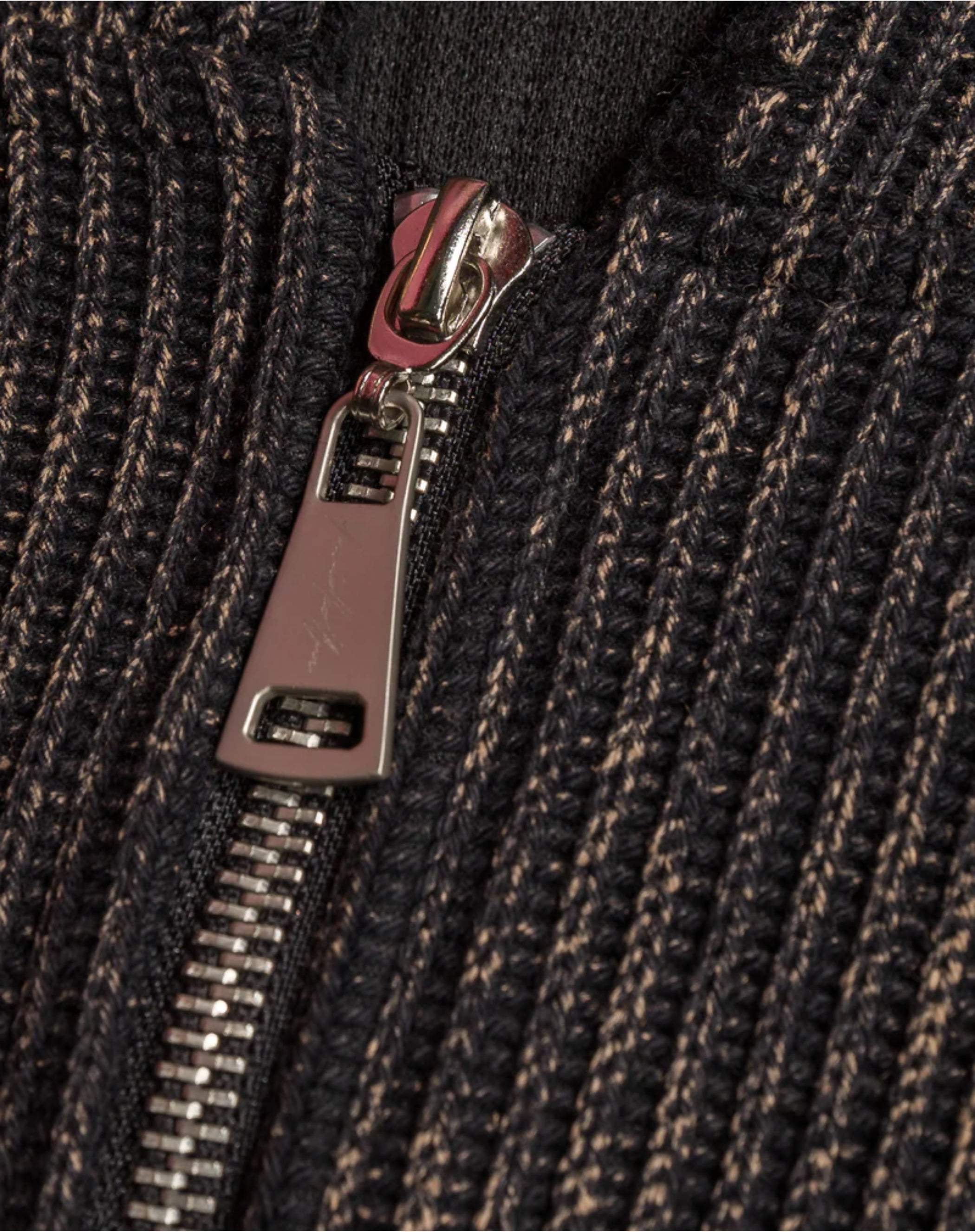 Crop Knitted Zip Up Hoodie : Black