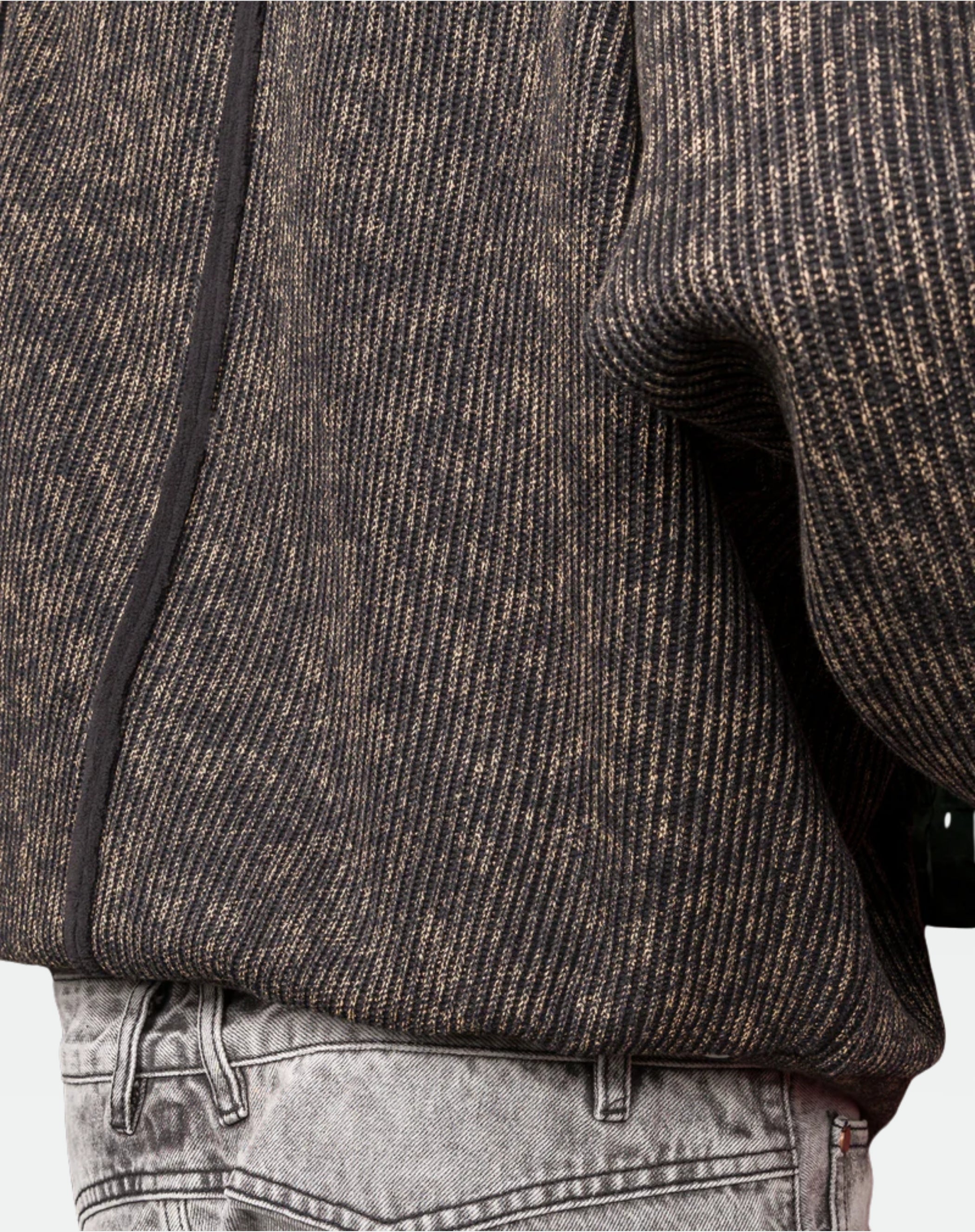 Crop Knitted Zip Up Hoodie : Black