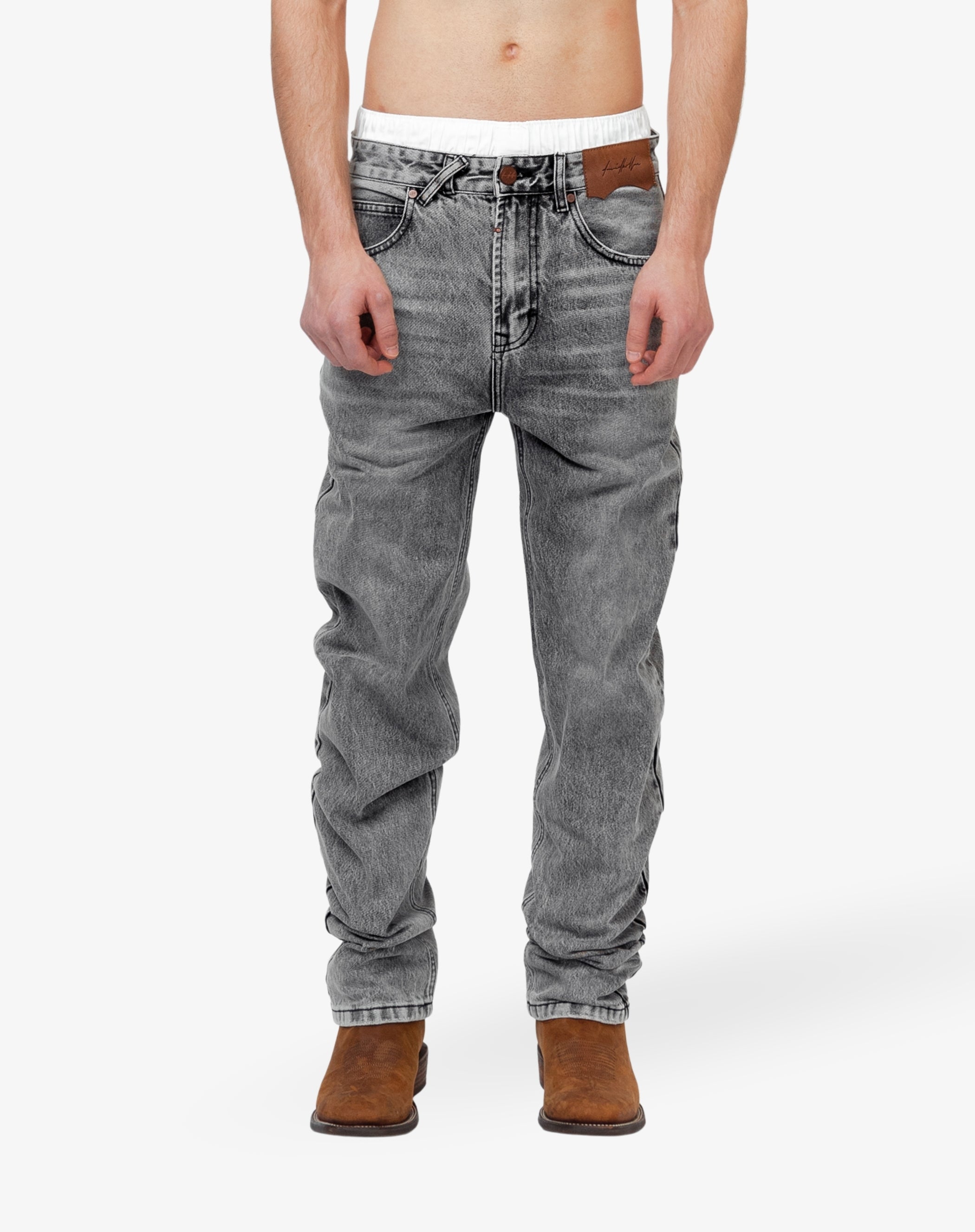 Straight Cut Denim: Whisker Fog Grey