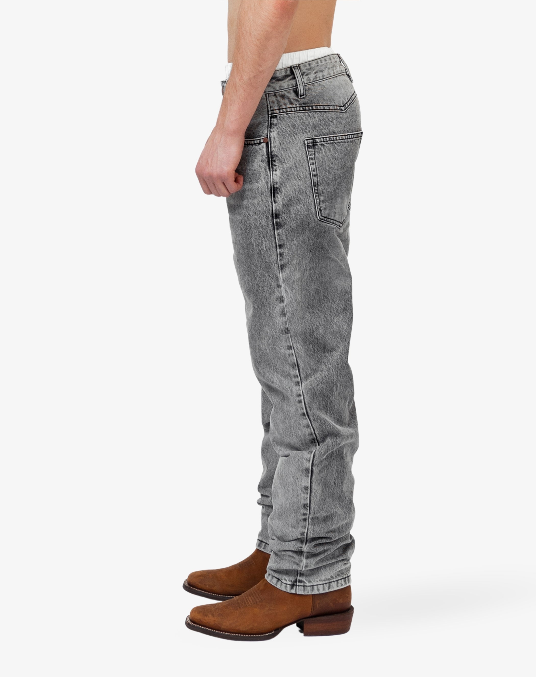 Straight Cut Denim: Whisker Fog Grey