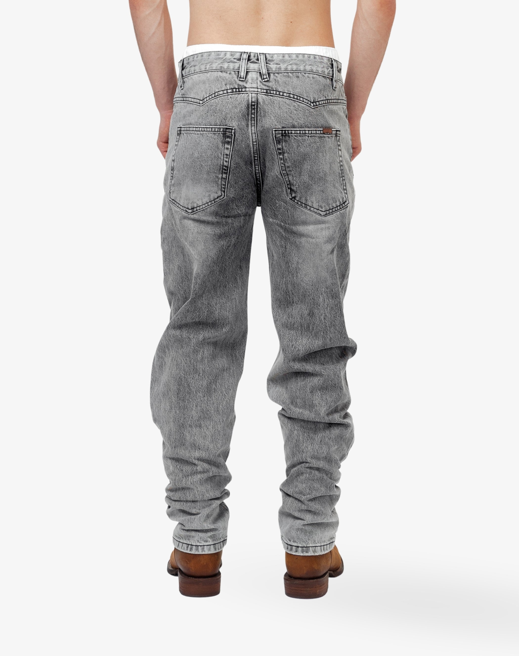 Straight Cut Denim: Whisker Fog Grey
