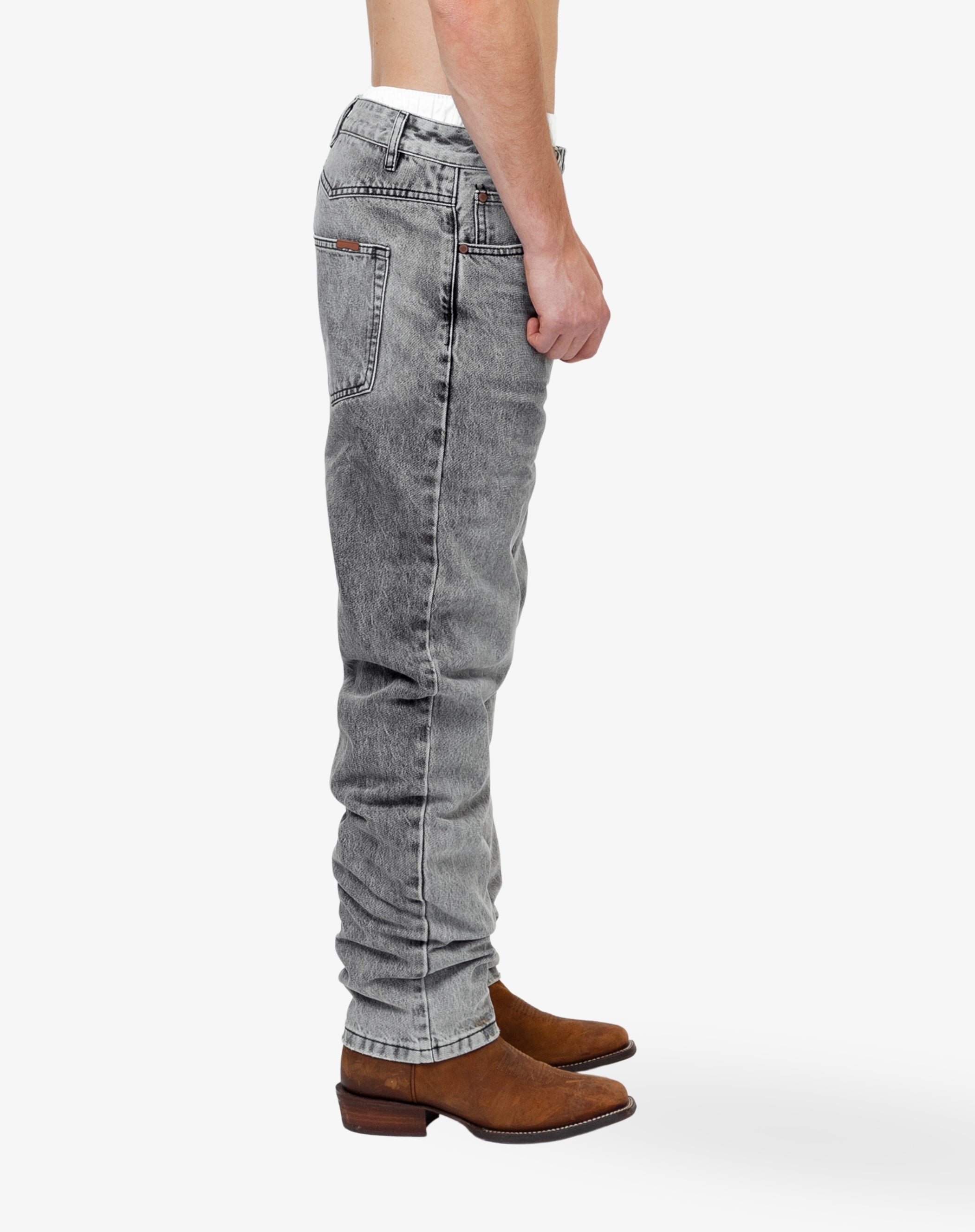 Straight Cut Denim: Whisker Fog Grey