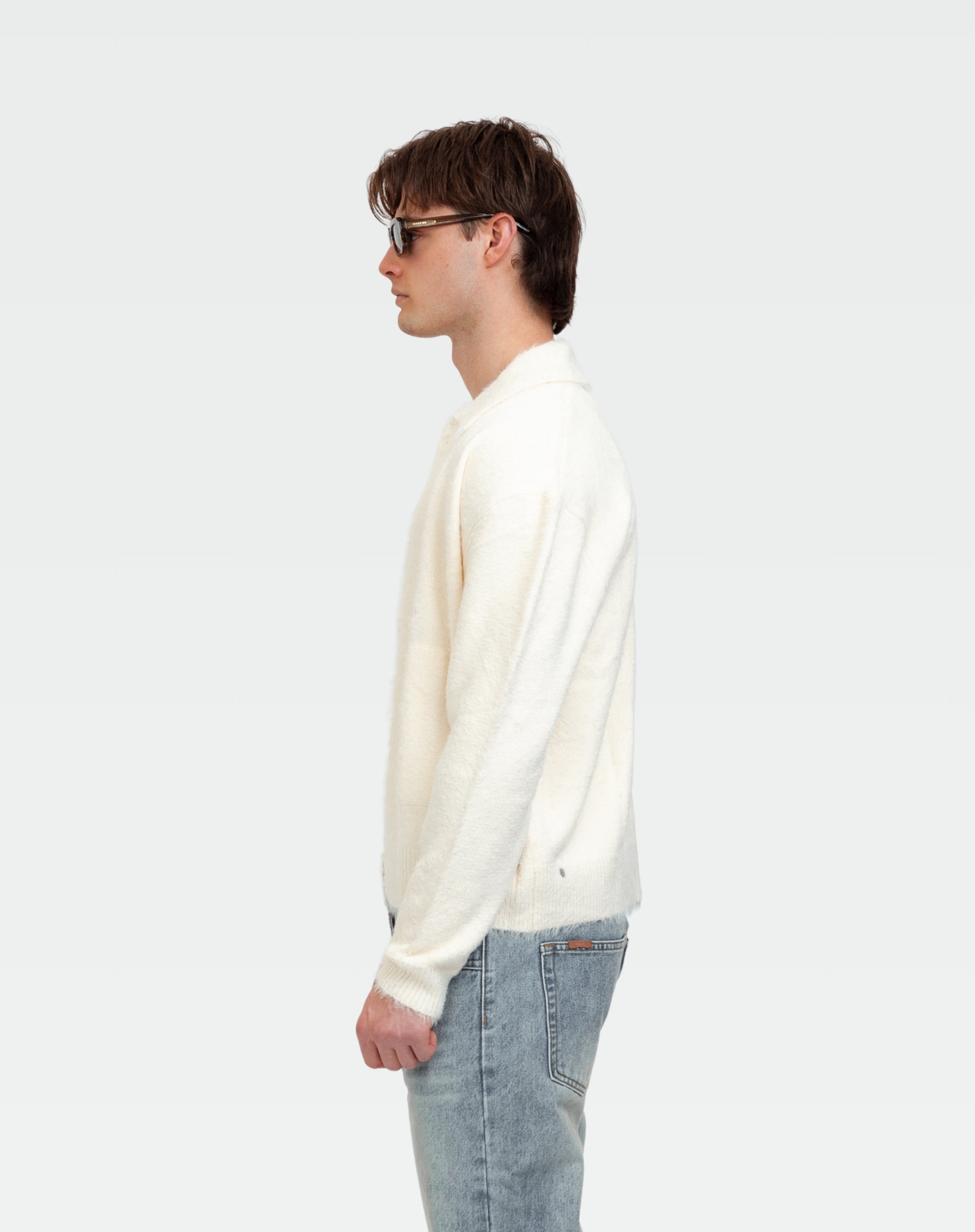 Knit Cardigan Trucker : White