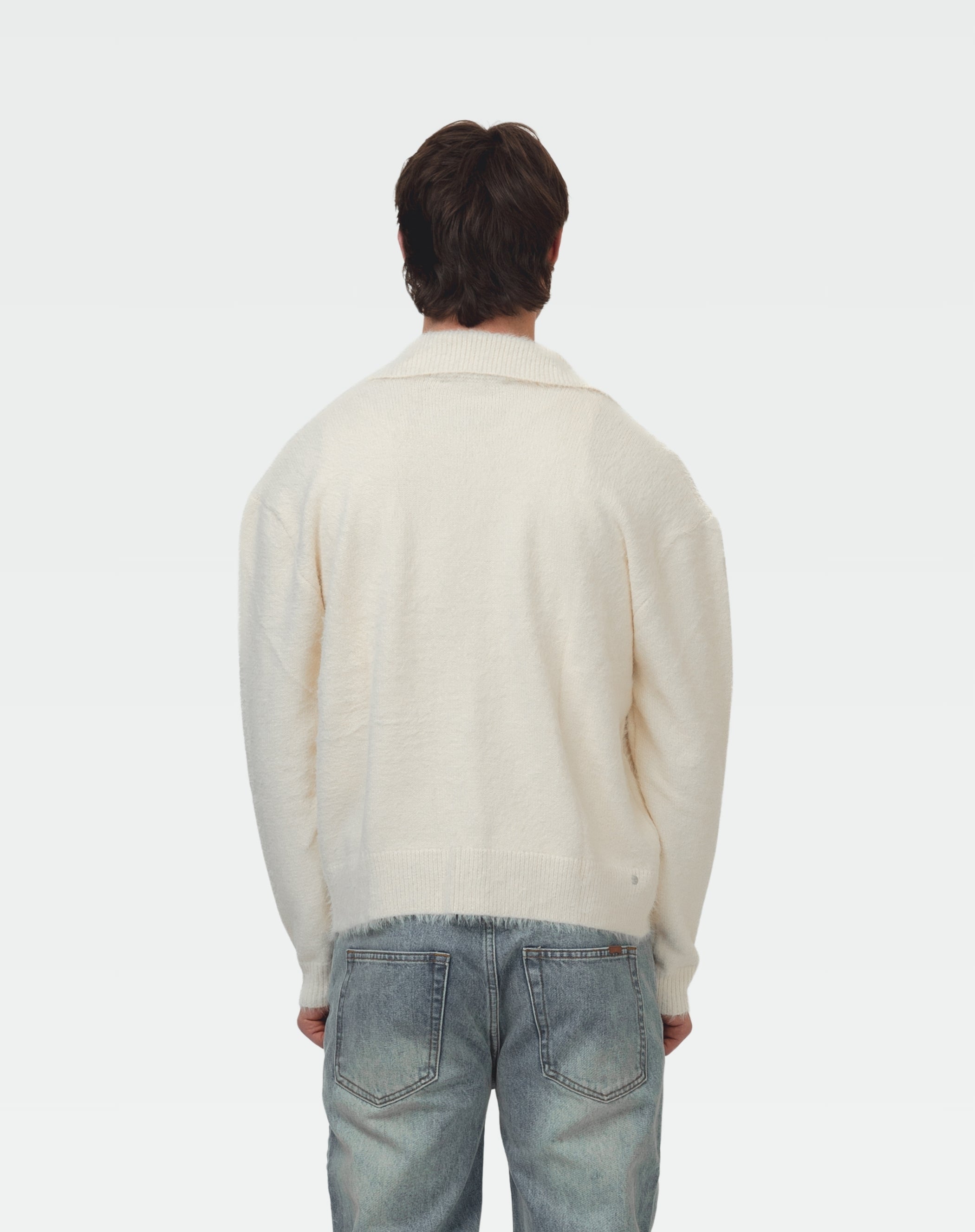 Knit Cardigan Trucker : White