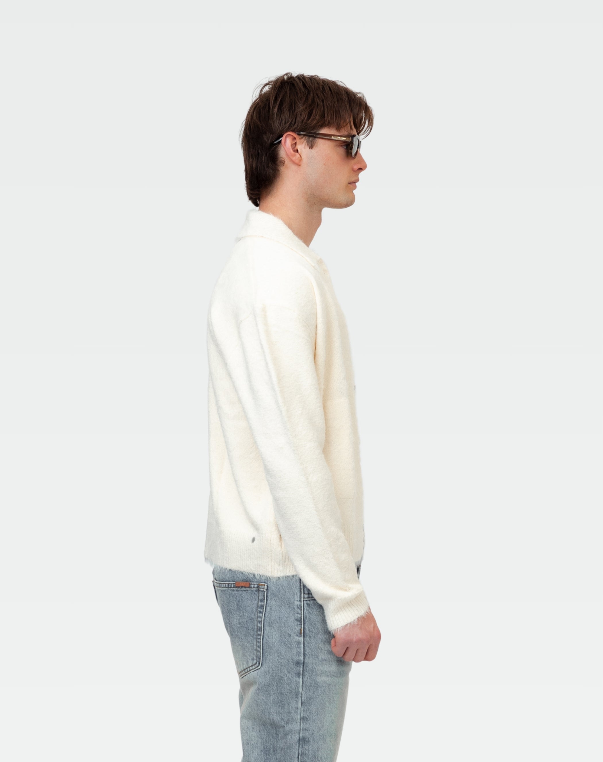 Knit Cardigan Trucker : White