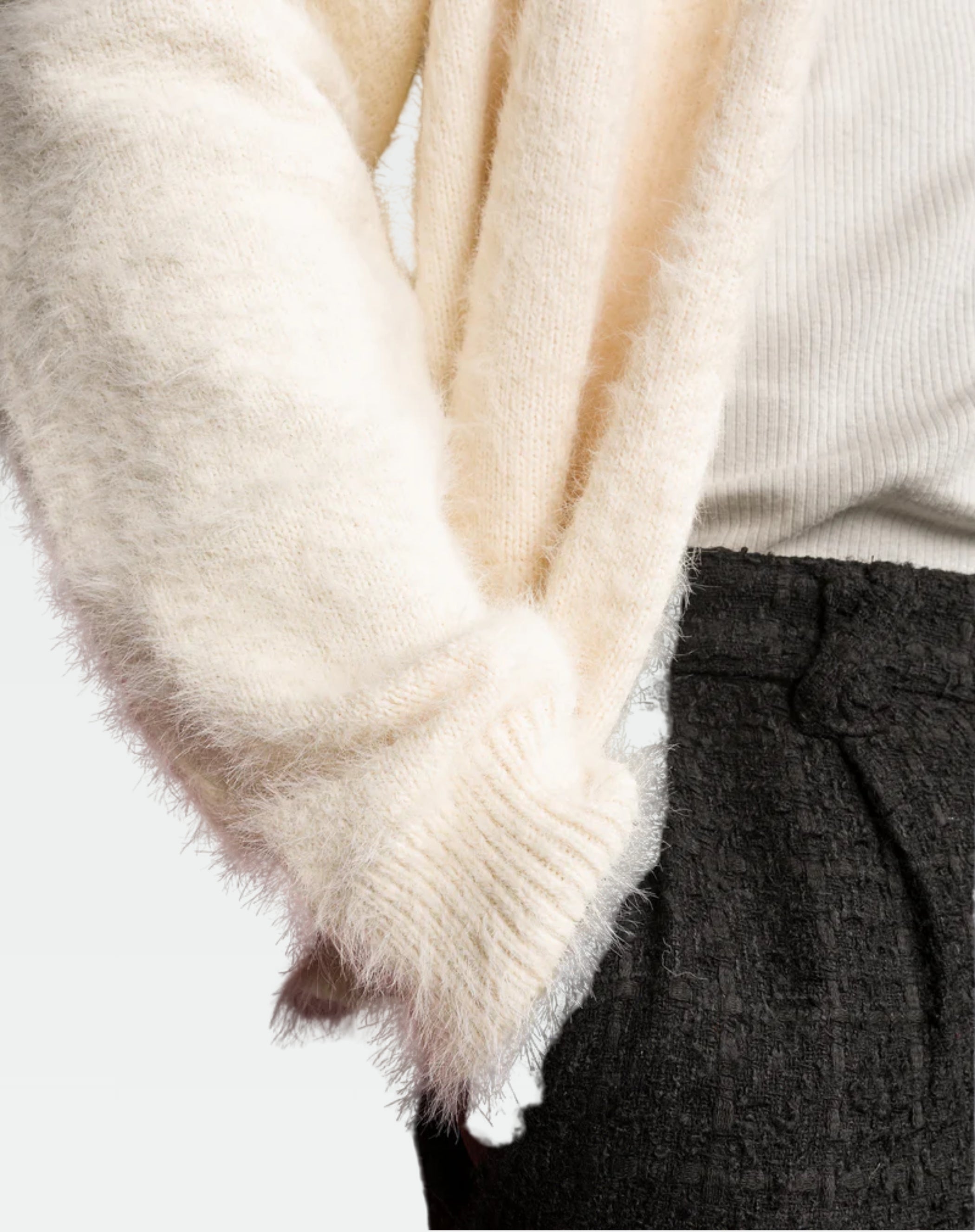Knit Cardigan Trucker : White