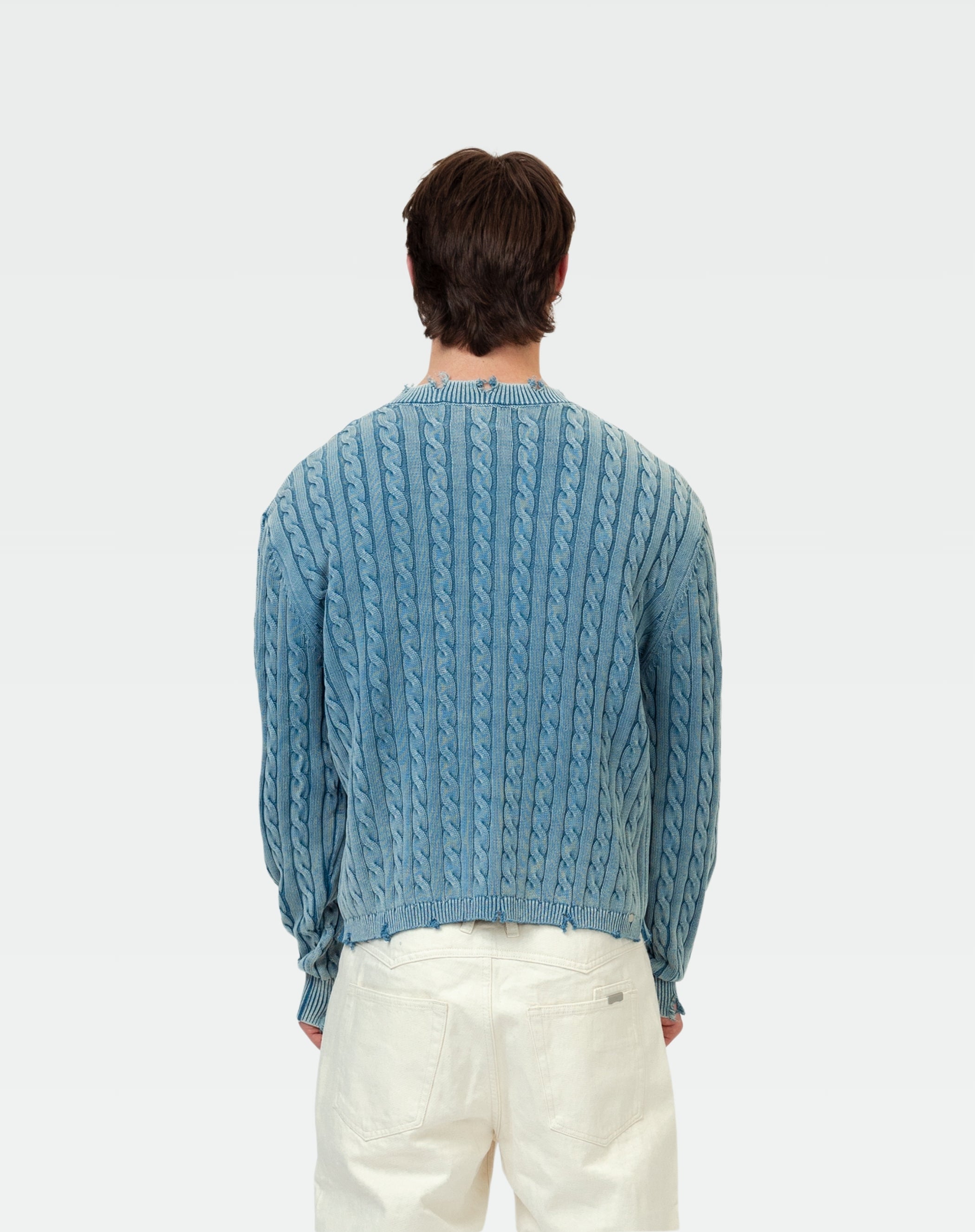 Light Weight Knotted Knit Sweater : Cobalt Blue