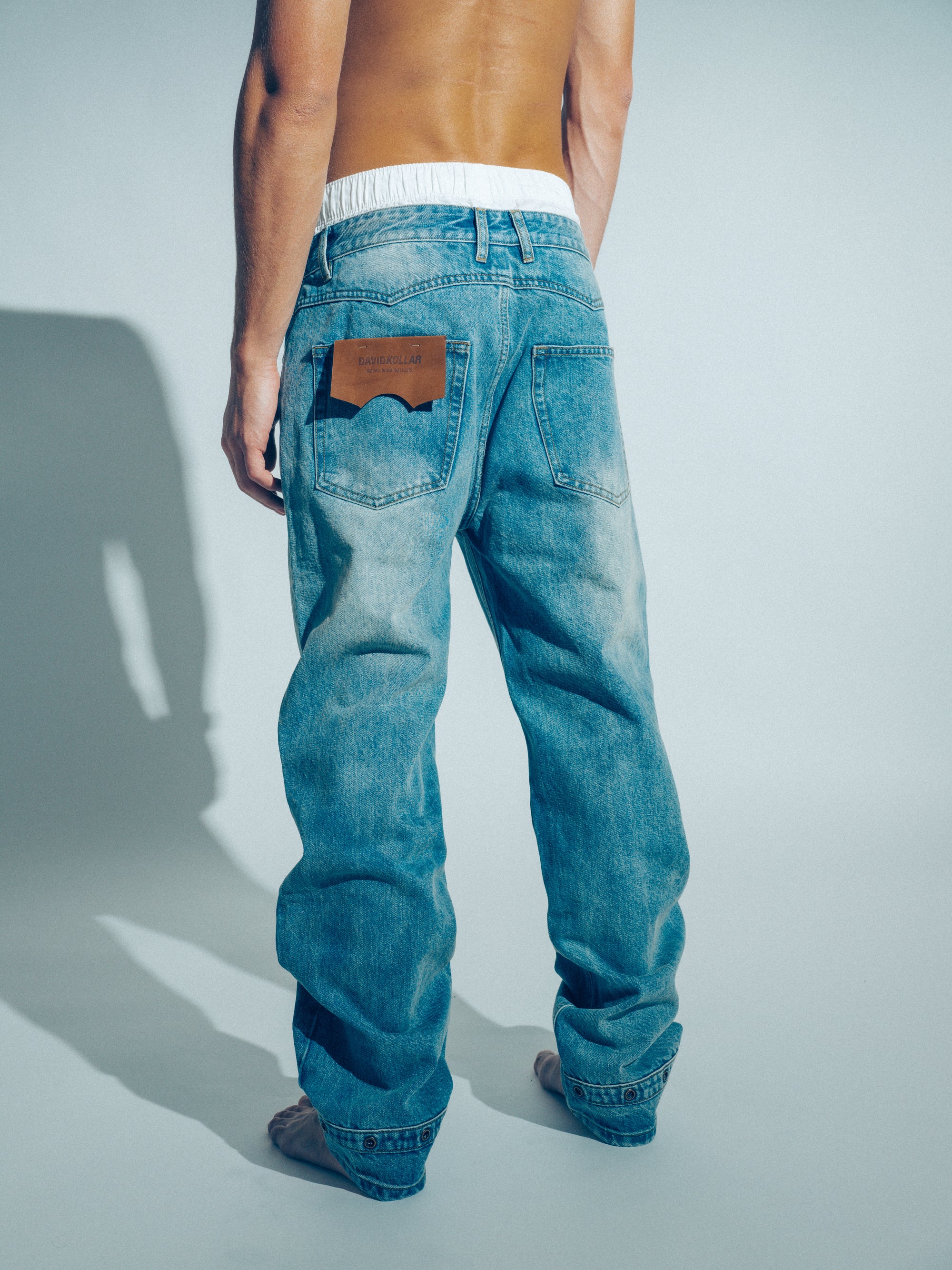 Straight Cut Denim: Eyelet Signature Blue