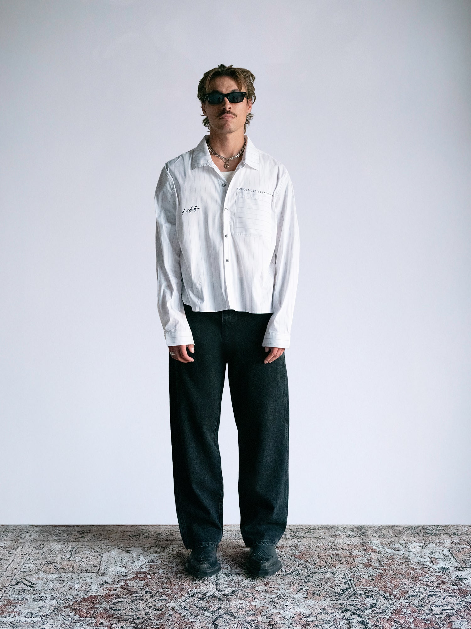 Heartbreak Hotel - LS Box Button Down : White Pinstripe - BDK