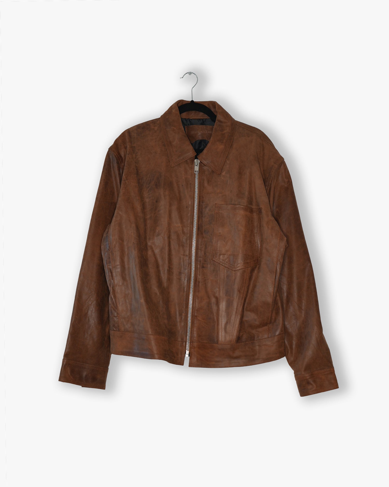 [#06] : Leather Trucker Jacket – Brown – L