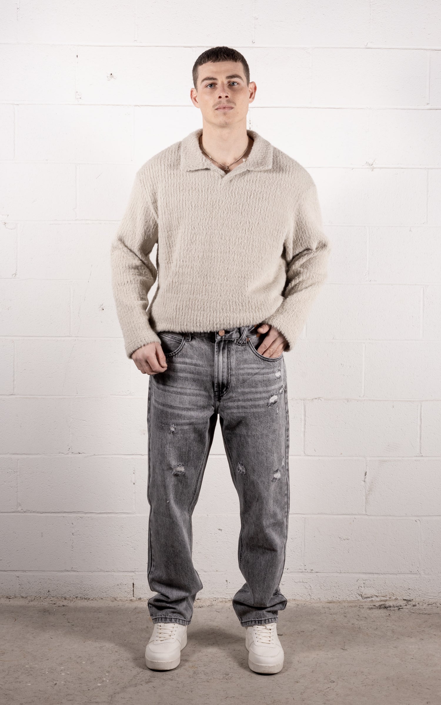 [#207] : Straight Fit Denim - Whisker Grey - 32