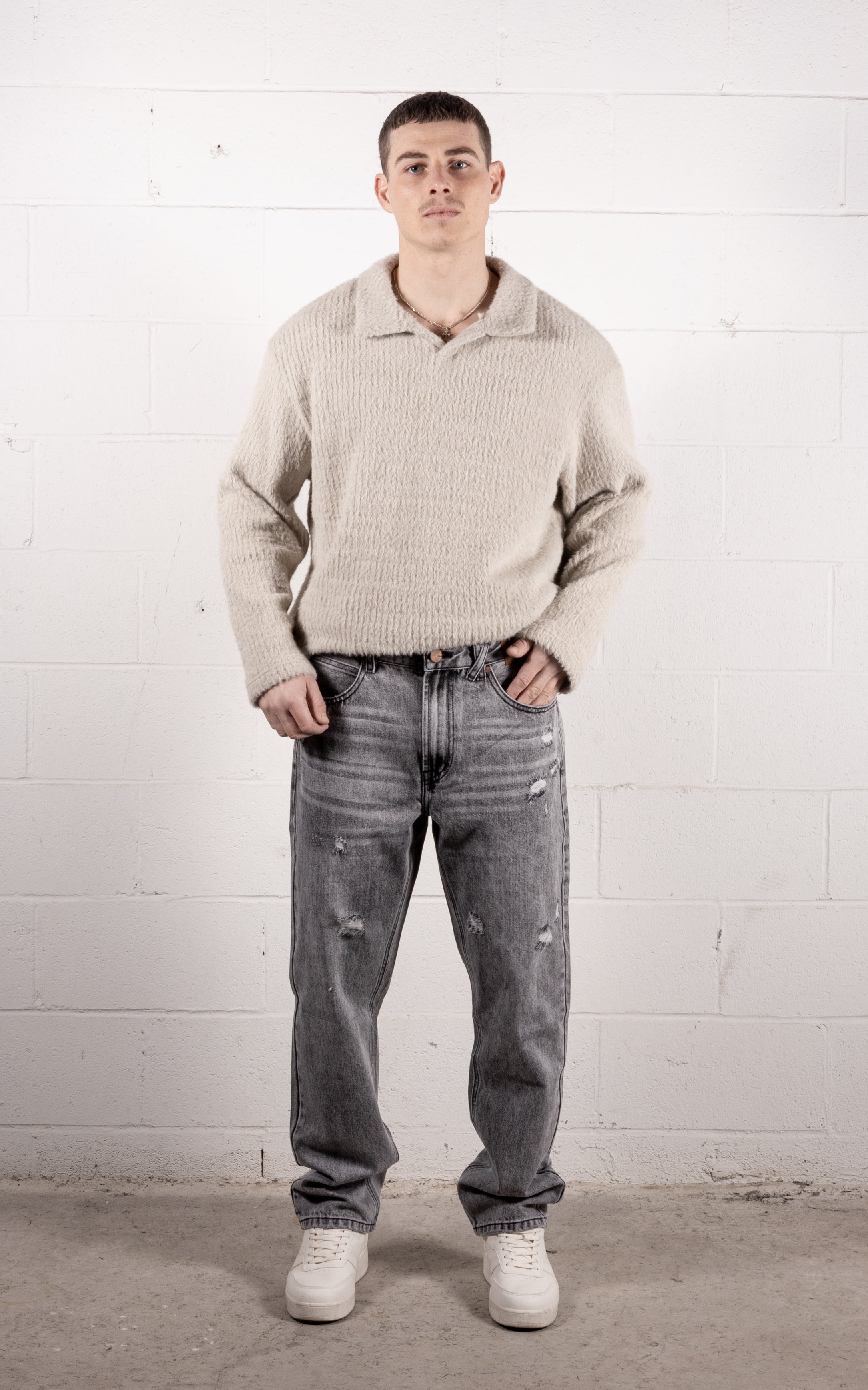 [#207] : Straight Fit Denim - Whisker Grey - 32