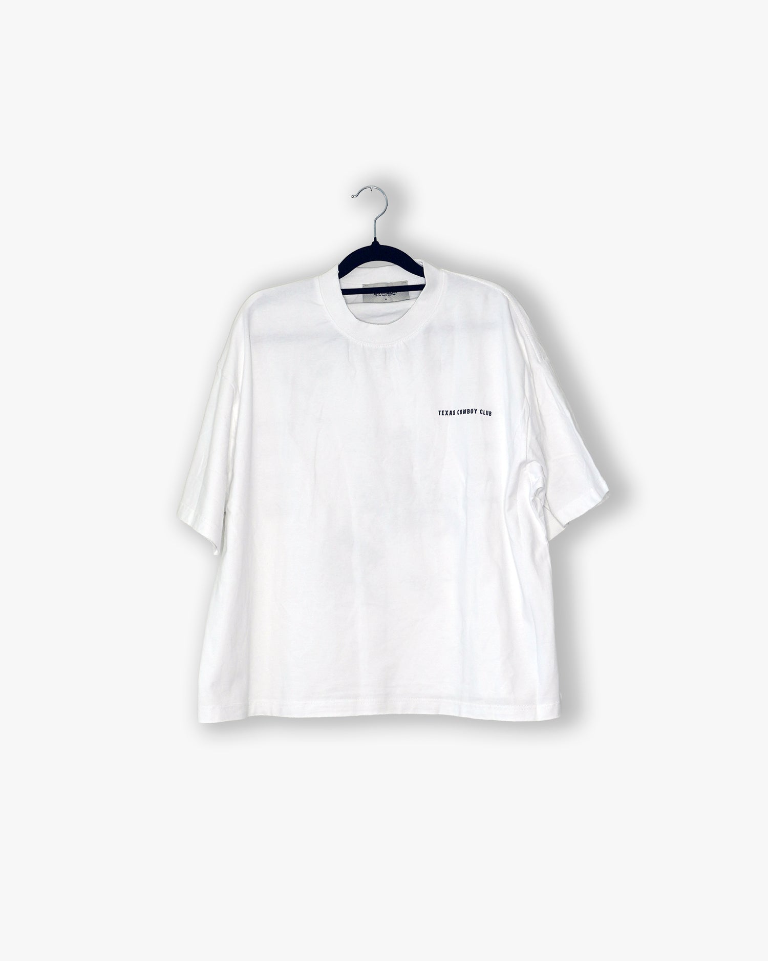 [#100] : Texas Cowboy Club Cropped Vintage Oversized Tee – White – M