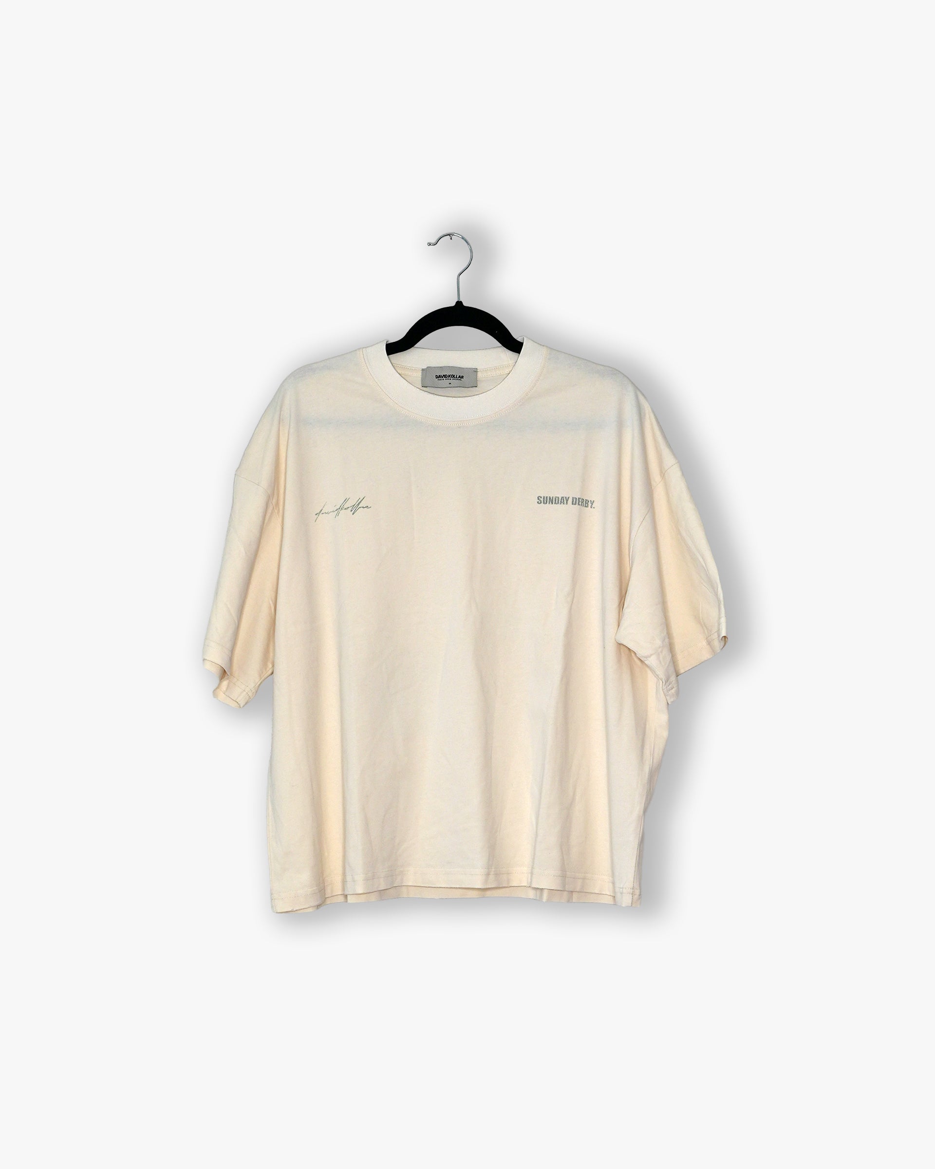 [#104] : Sunday Derby Cropped Vintage Oversized Tee – Off White – M