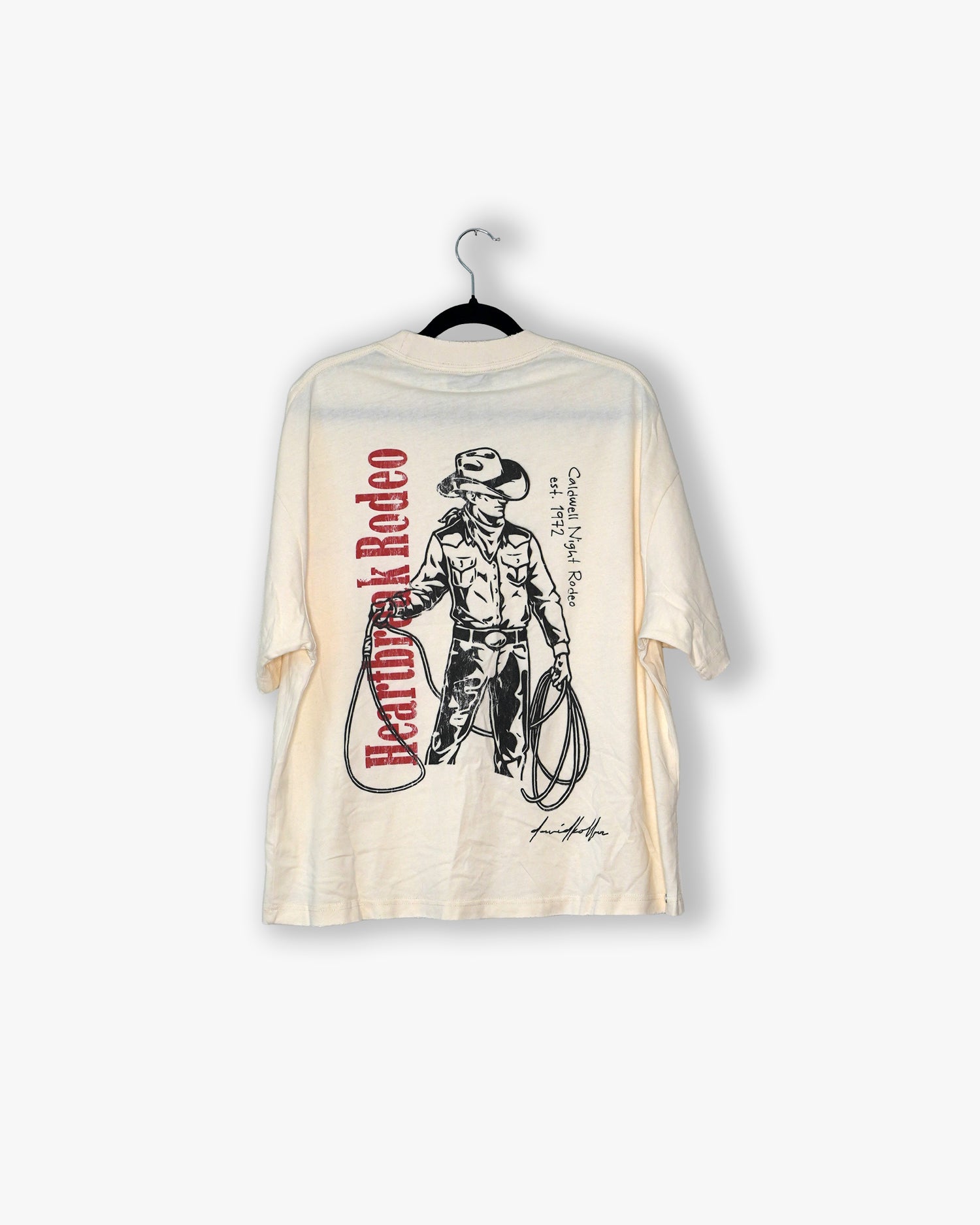 [#111] : Heartbreak Rodeo Cropped Vintage Oversized Tee – Off White – M