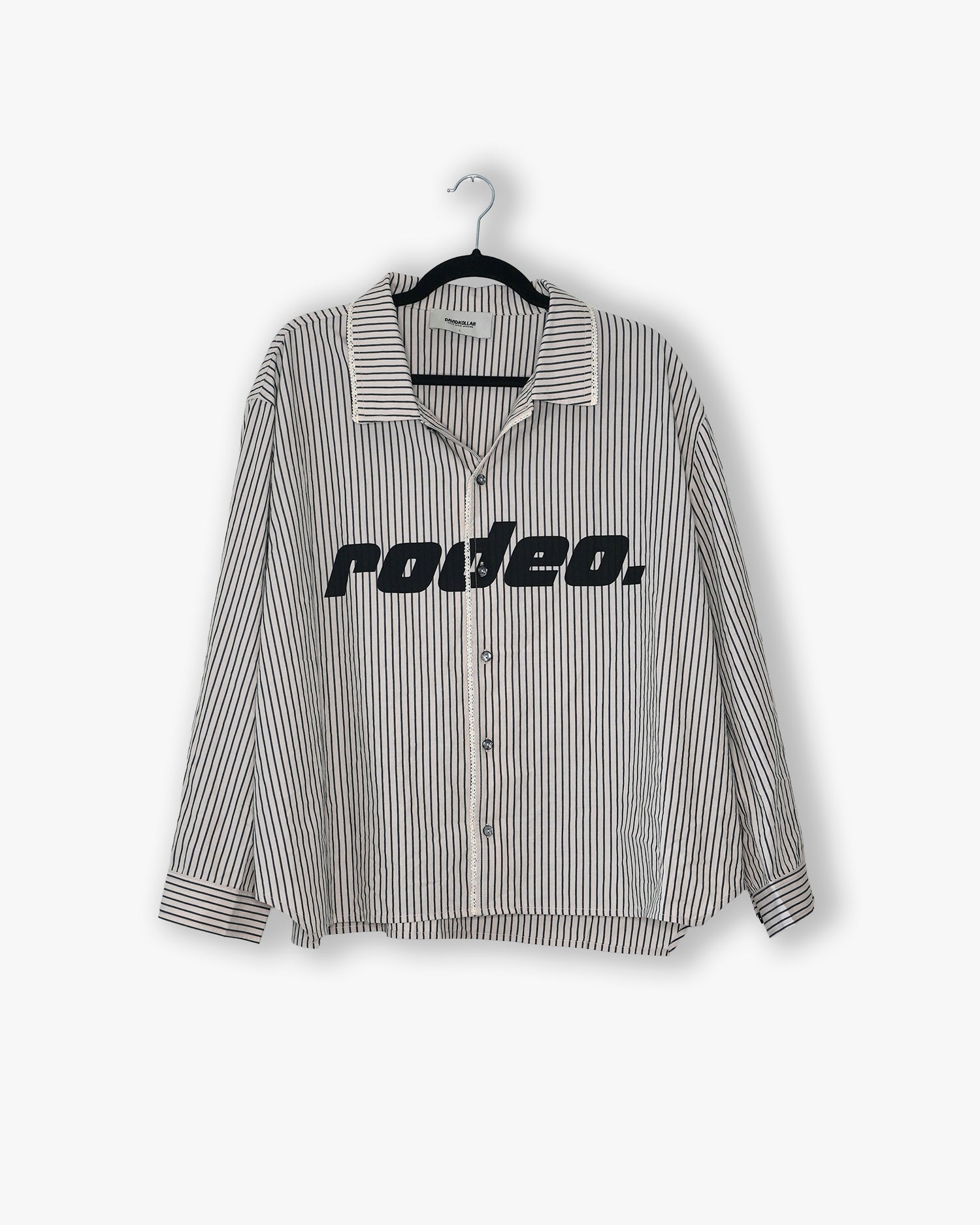 [#112] : Rodeo Longsleeve Button Up Shirt – Pinstripe Grey – S