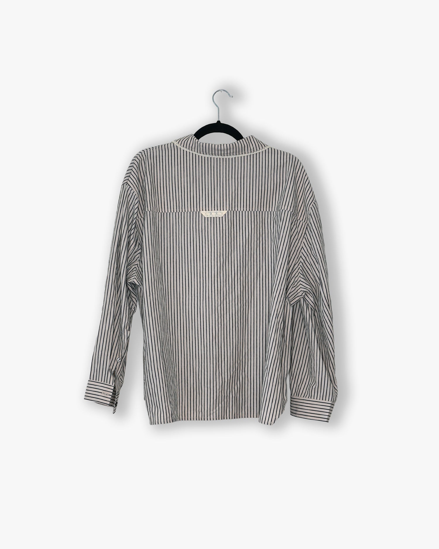 [#112] : Rodeo Longsleeve Button Up Shirt – Pinstripe Grey – S