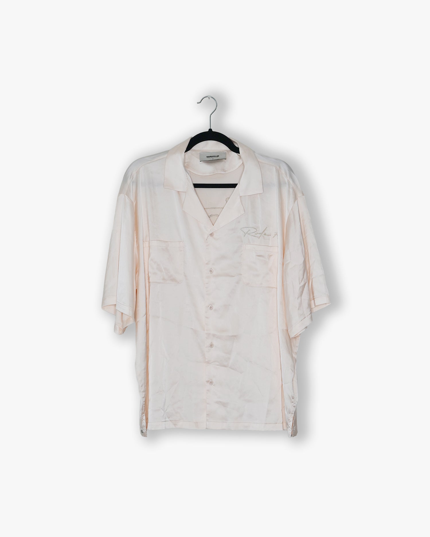[#114] : Heartbreak Rodeo Silk Short Sleeve Button Up – Cream – XL
