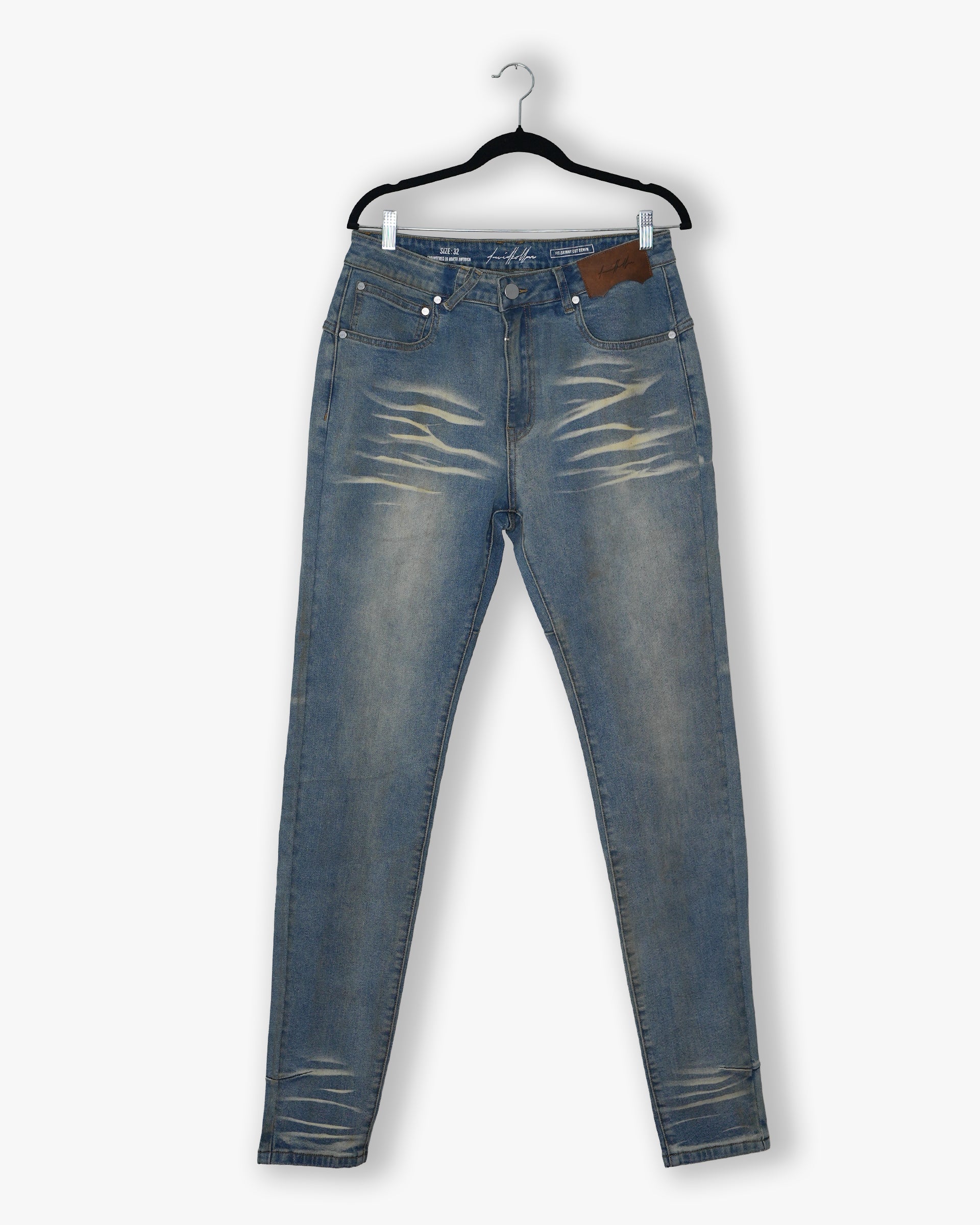 [#115] : Skinny Fit Denim – Whisker Blue – 32