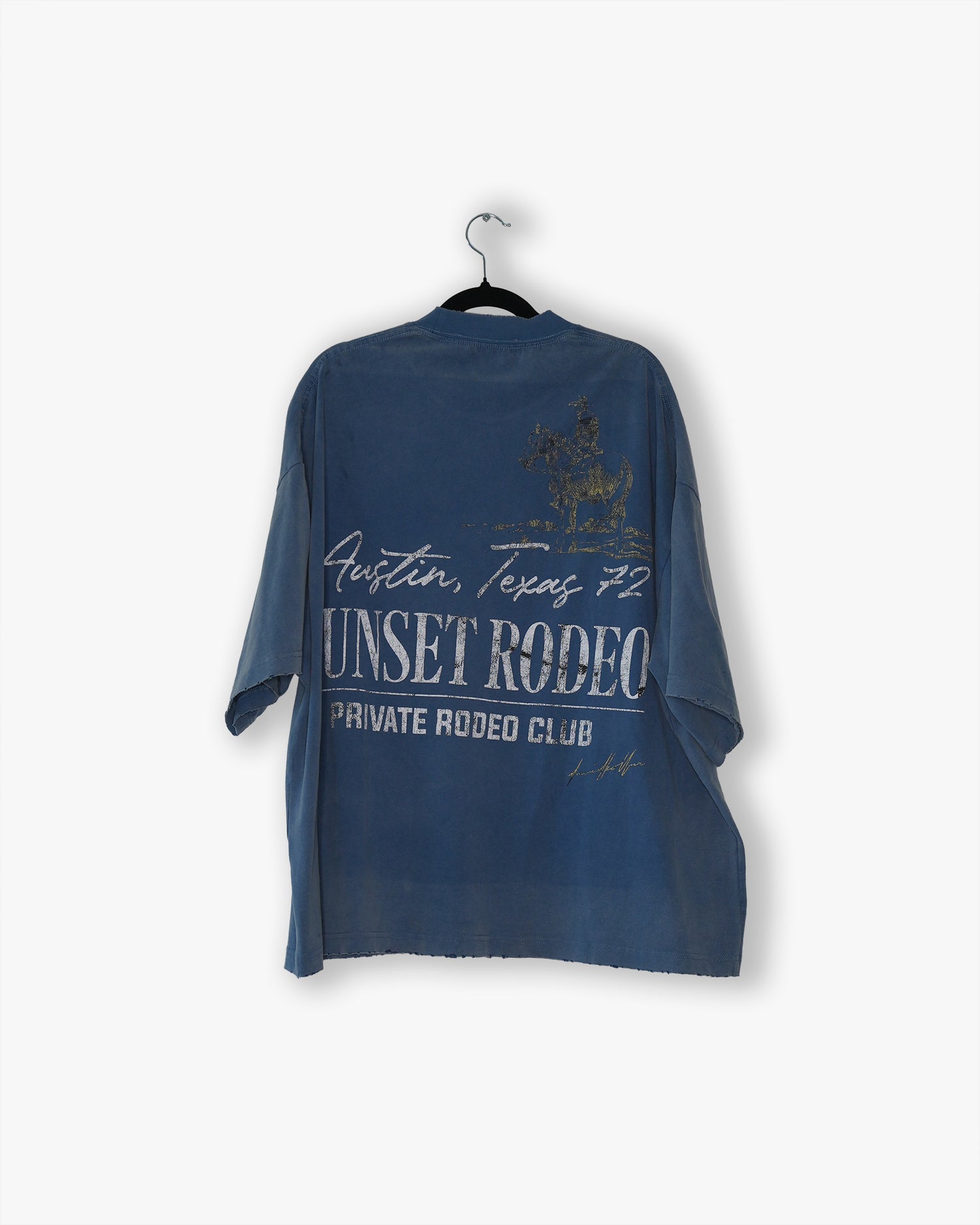 [#11] : Texas 72 Rodeo Cropped Vintage Oversized Tee – Cobalt Blue – L