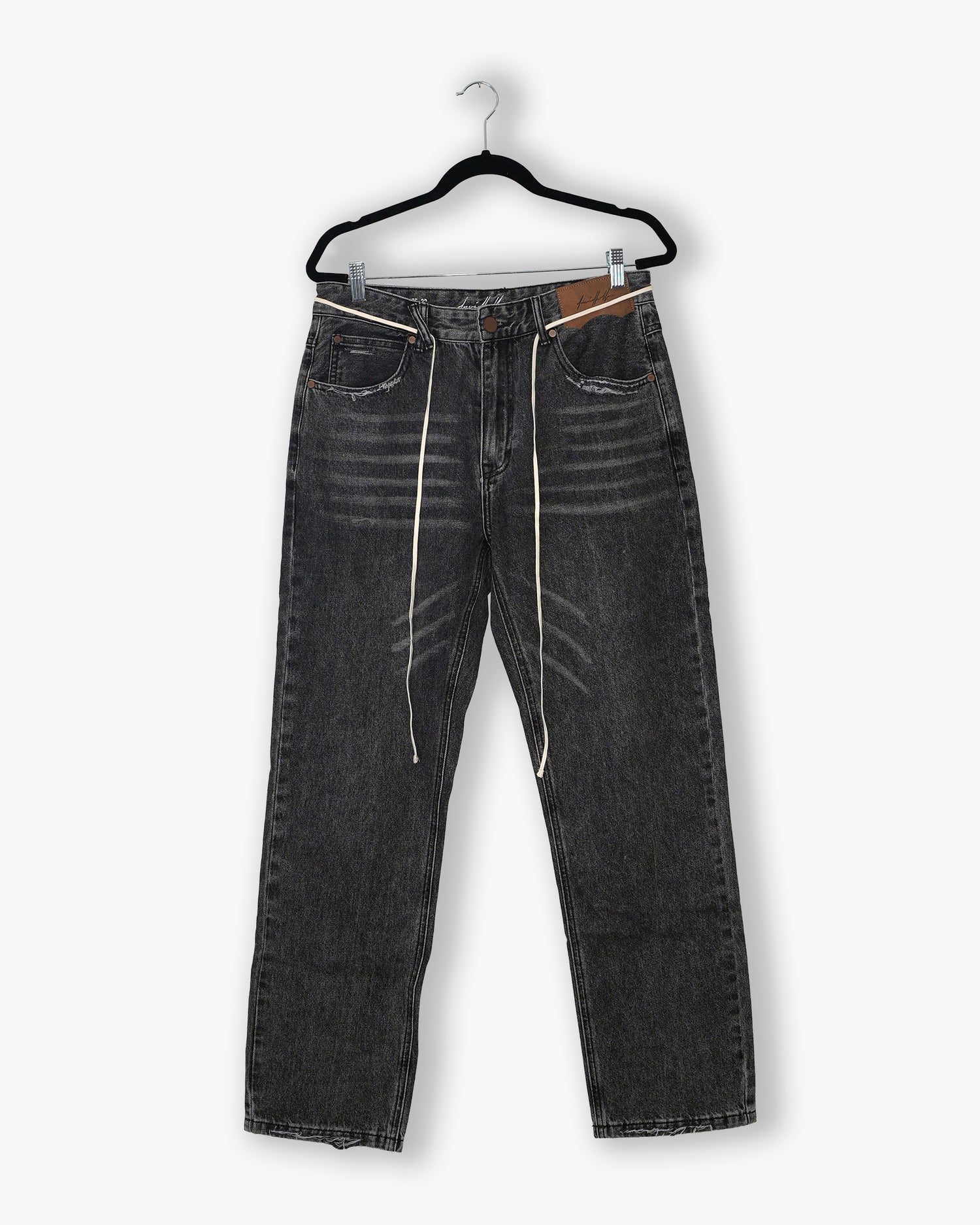 [#125] : Straight Fit Denim – Whisker Black – 32