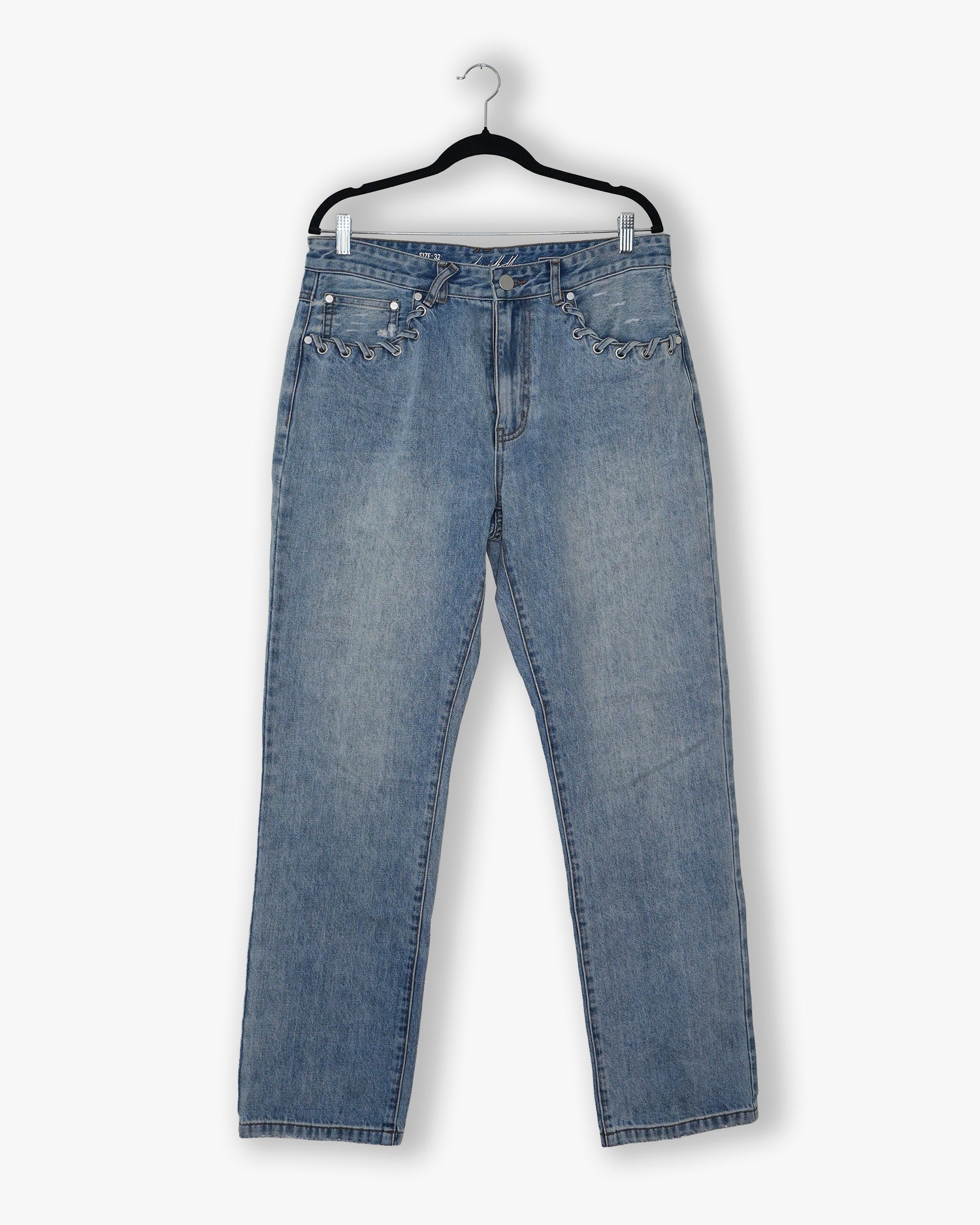 [#127] : Straight Fit Denim – Washed Blue – 32