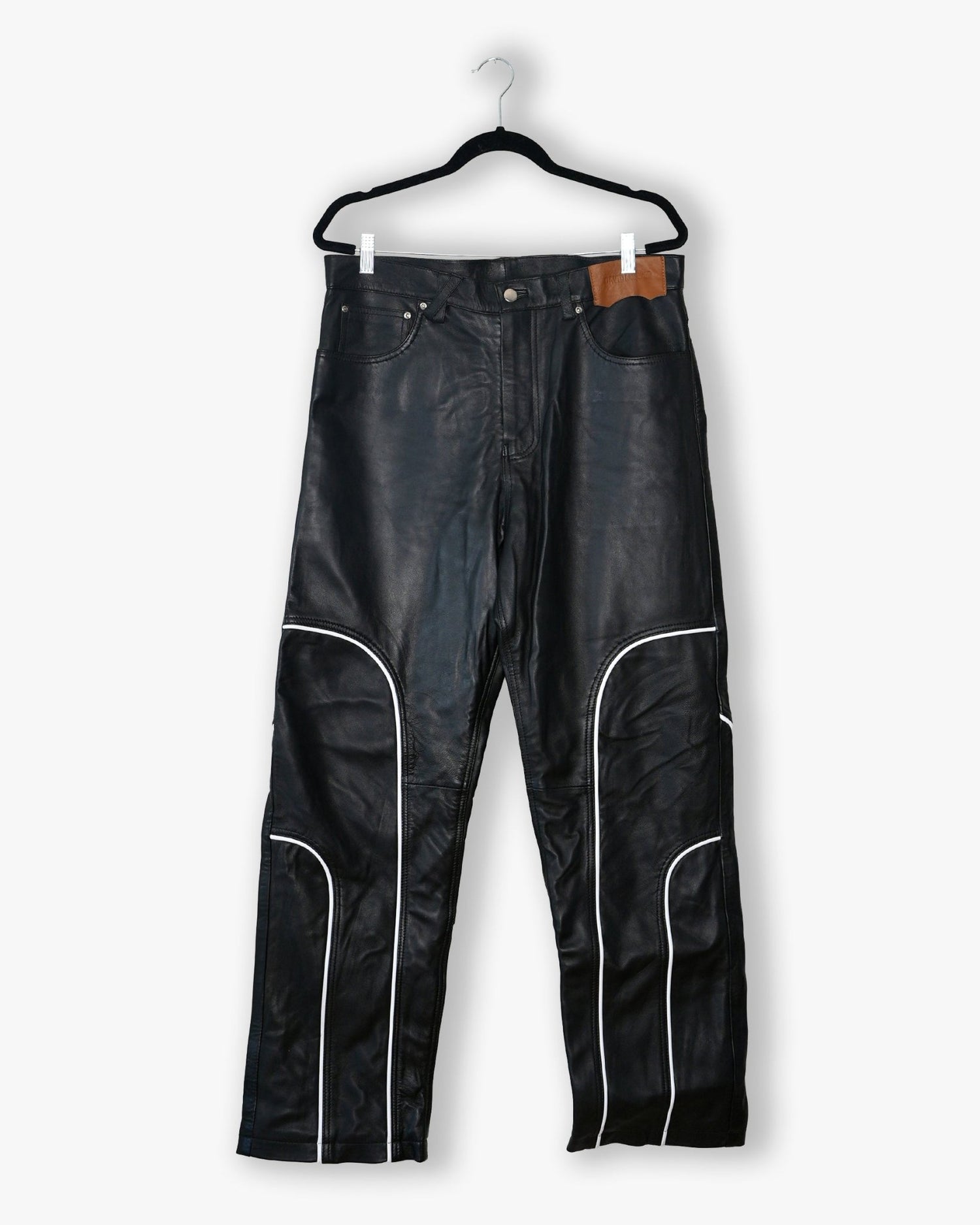 [146] : Straight Leather Pants – Black – 34 - BDK