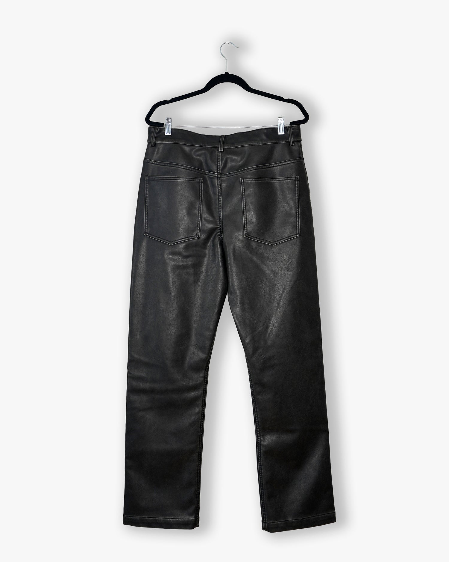 [#153] : Straight Leather Pant – Black – 32