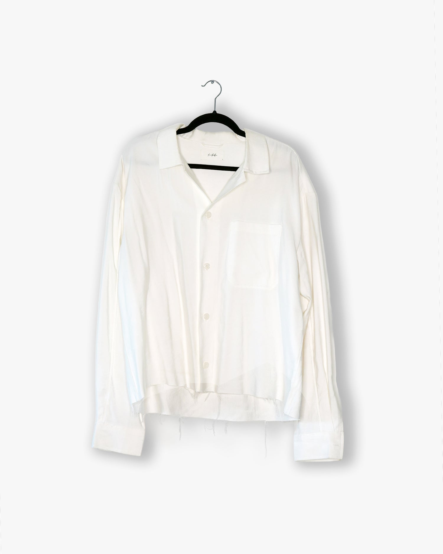 [#15] : Cropped Longsleeve Button Down – White – L