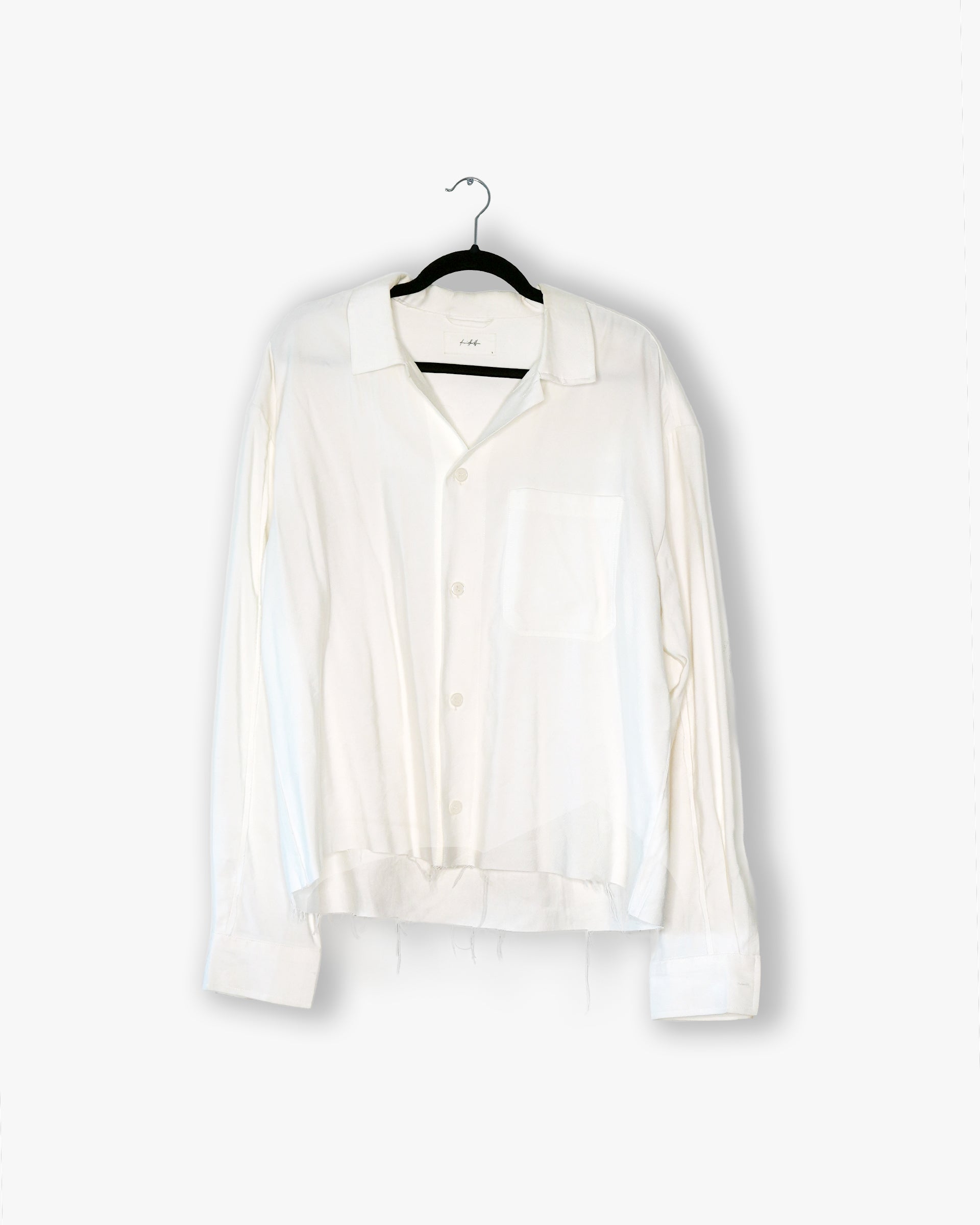 [#15] : Cropped Longsleeve Button Down – White – L