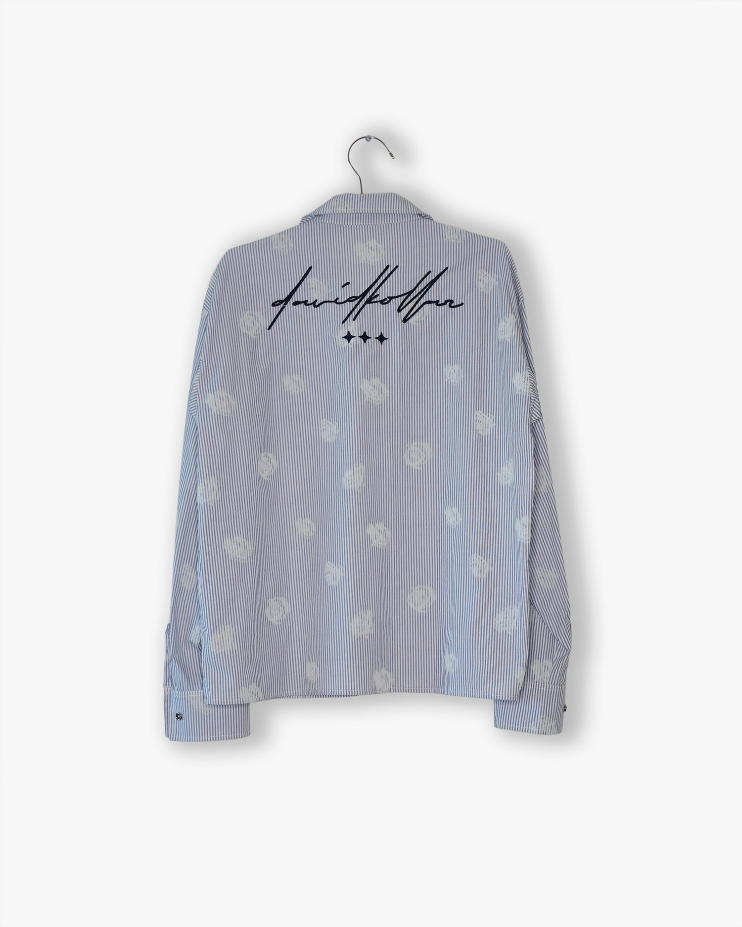 [#16] : Floral Pinstripe Longsleeve Button Down – Blue Pinstripe – L