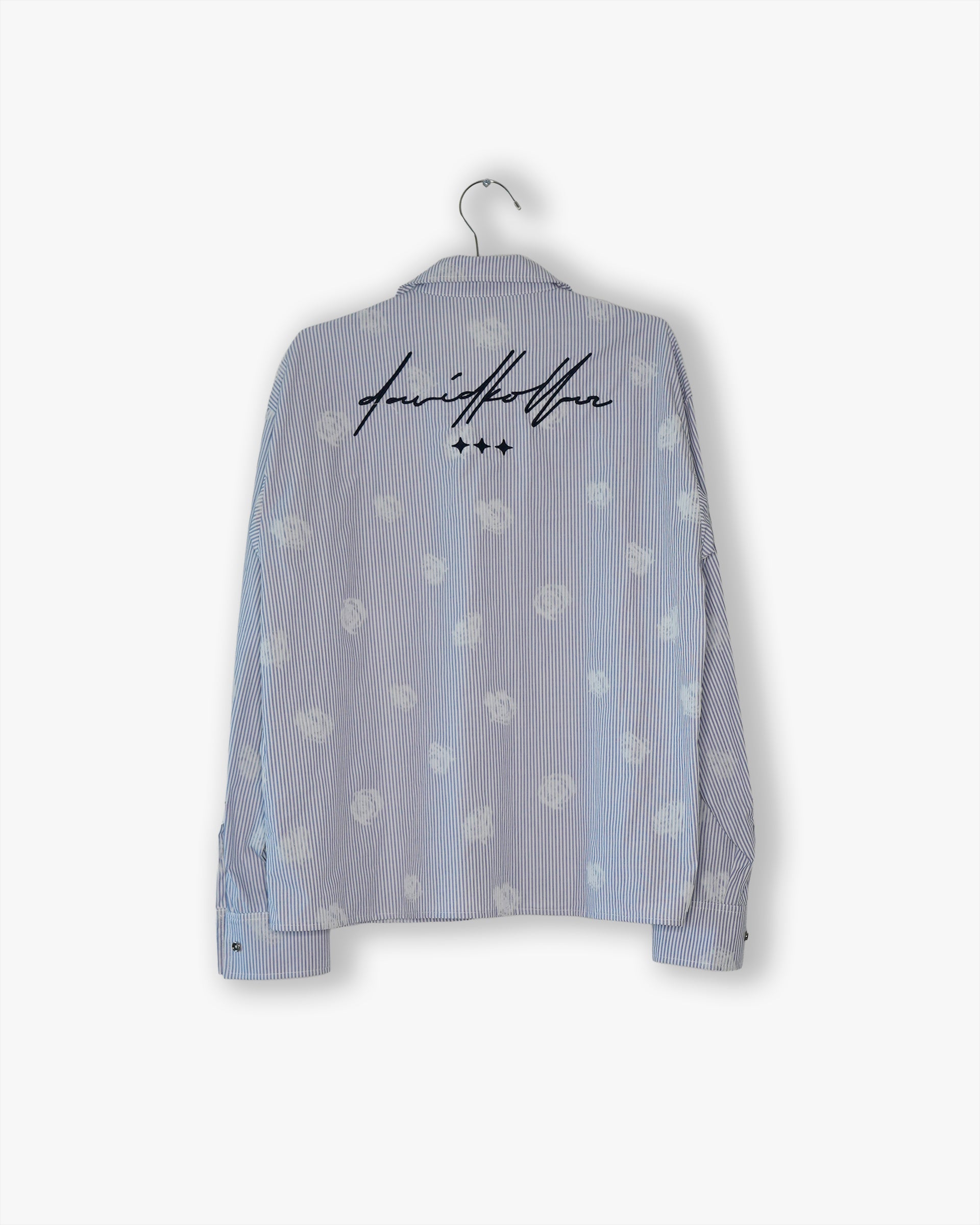 [#16] : Floral Pinstripe Longsleeve Button Down – Blue Pinstripe – L