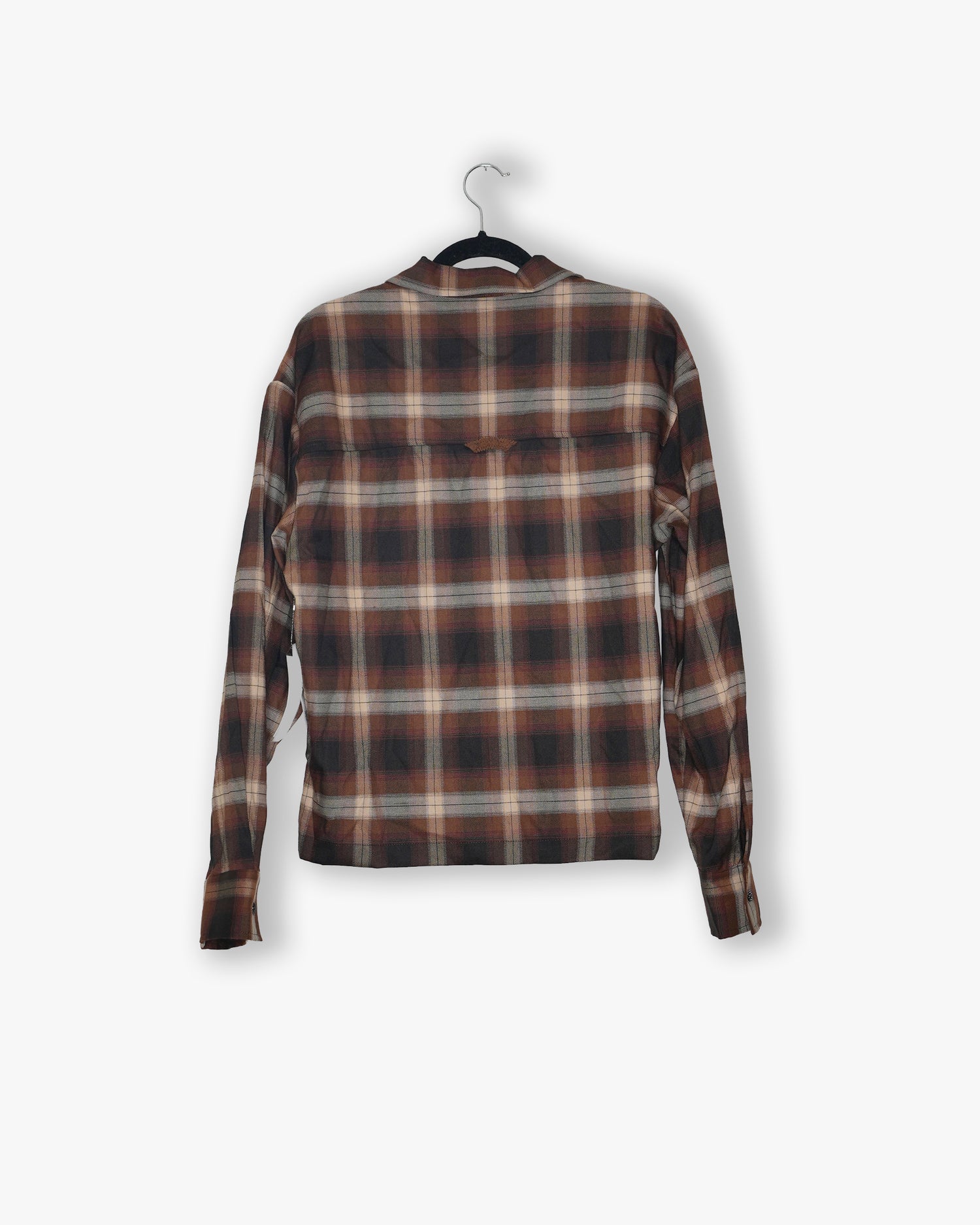 [#173] : Plaid Long Sleeve Button Up Shirt - Red Plaid - M