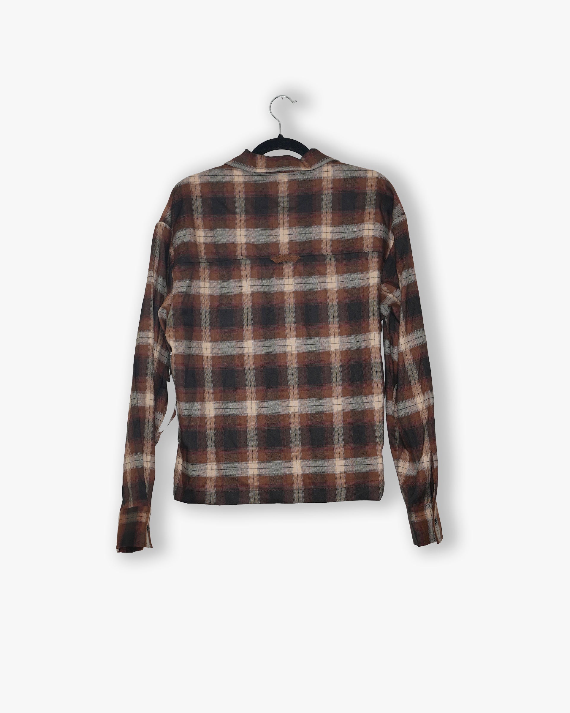 [#173] : Plaid Long Sleeve Button Up Shirt - Red Plaid - M