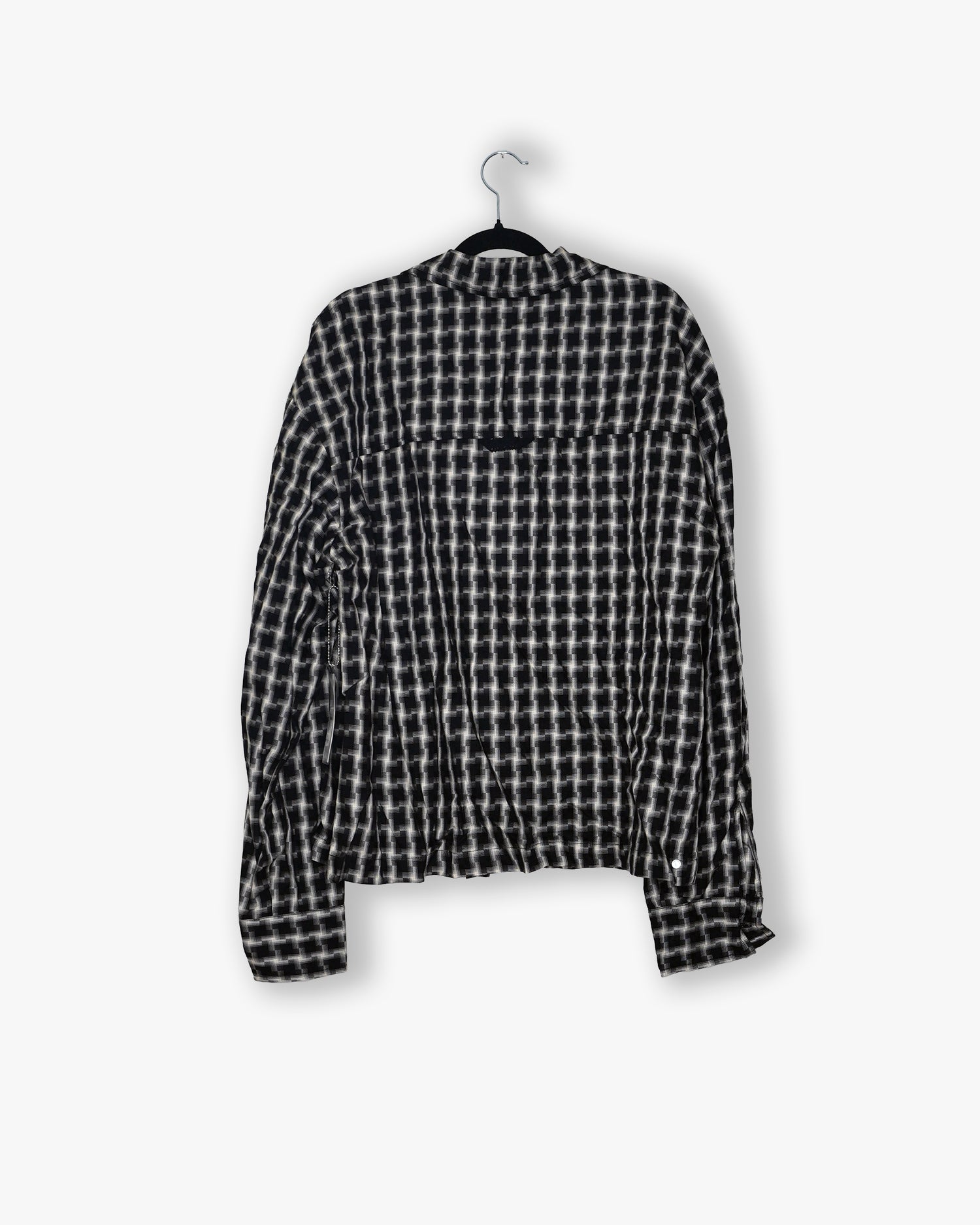 [#175] : Patterned Long Sleeve Button Up - Black/White - M