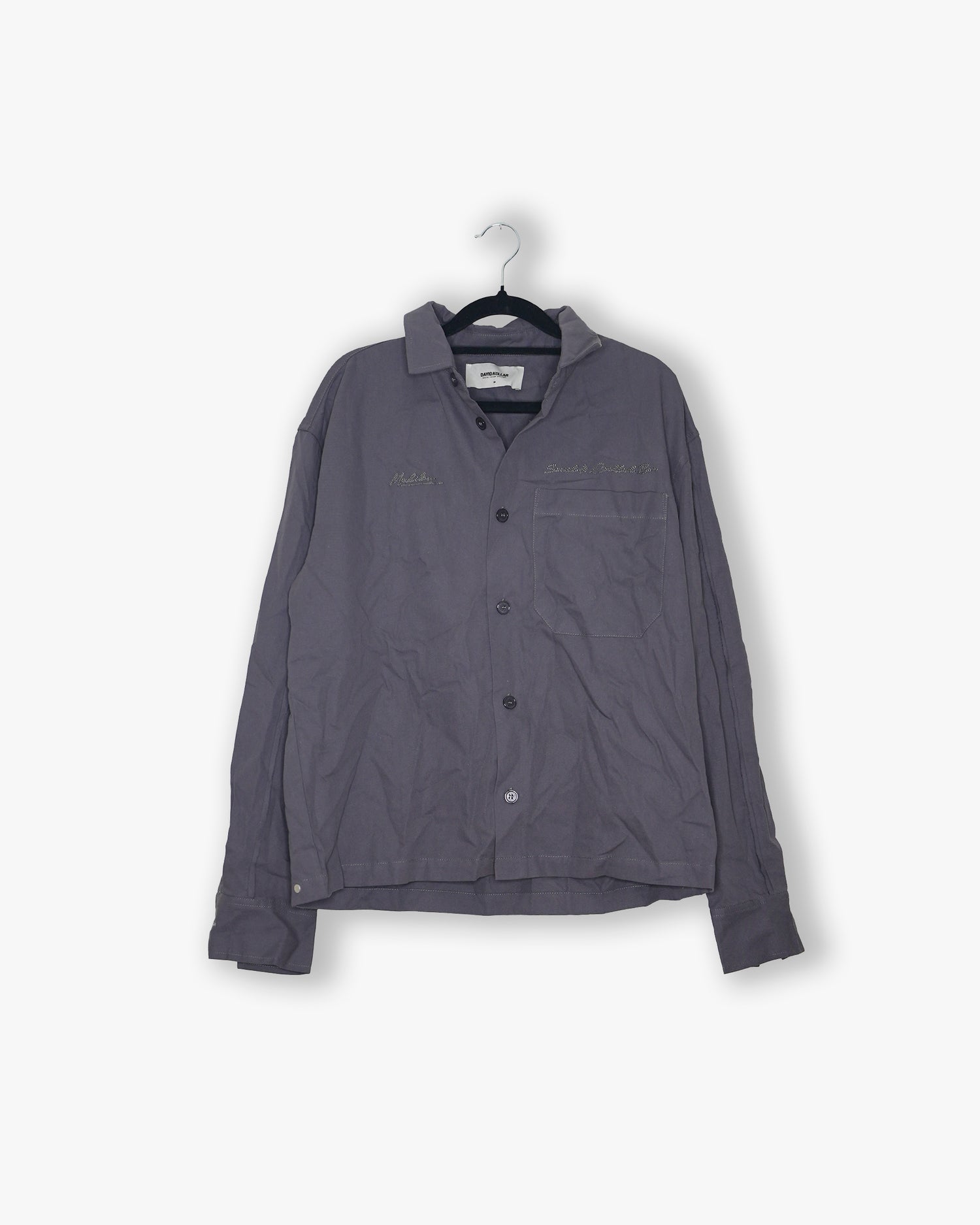 [#176] : Malibu Social Club Cropped Long Sleeve Button Up - Grey - M