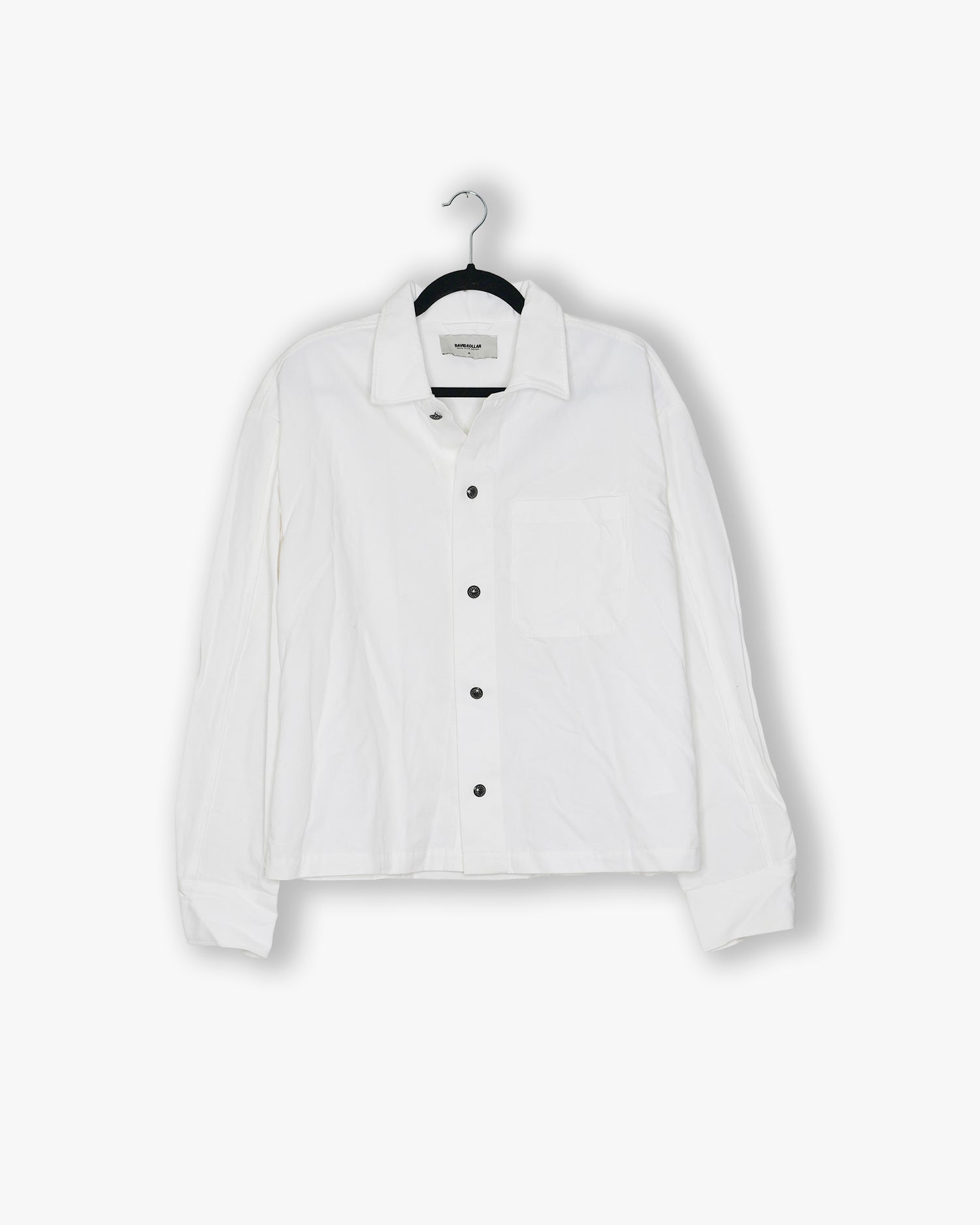 [#177] : Cropped Long Sleeve Button Up - White - M