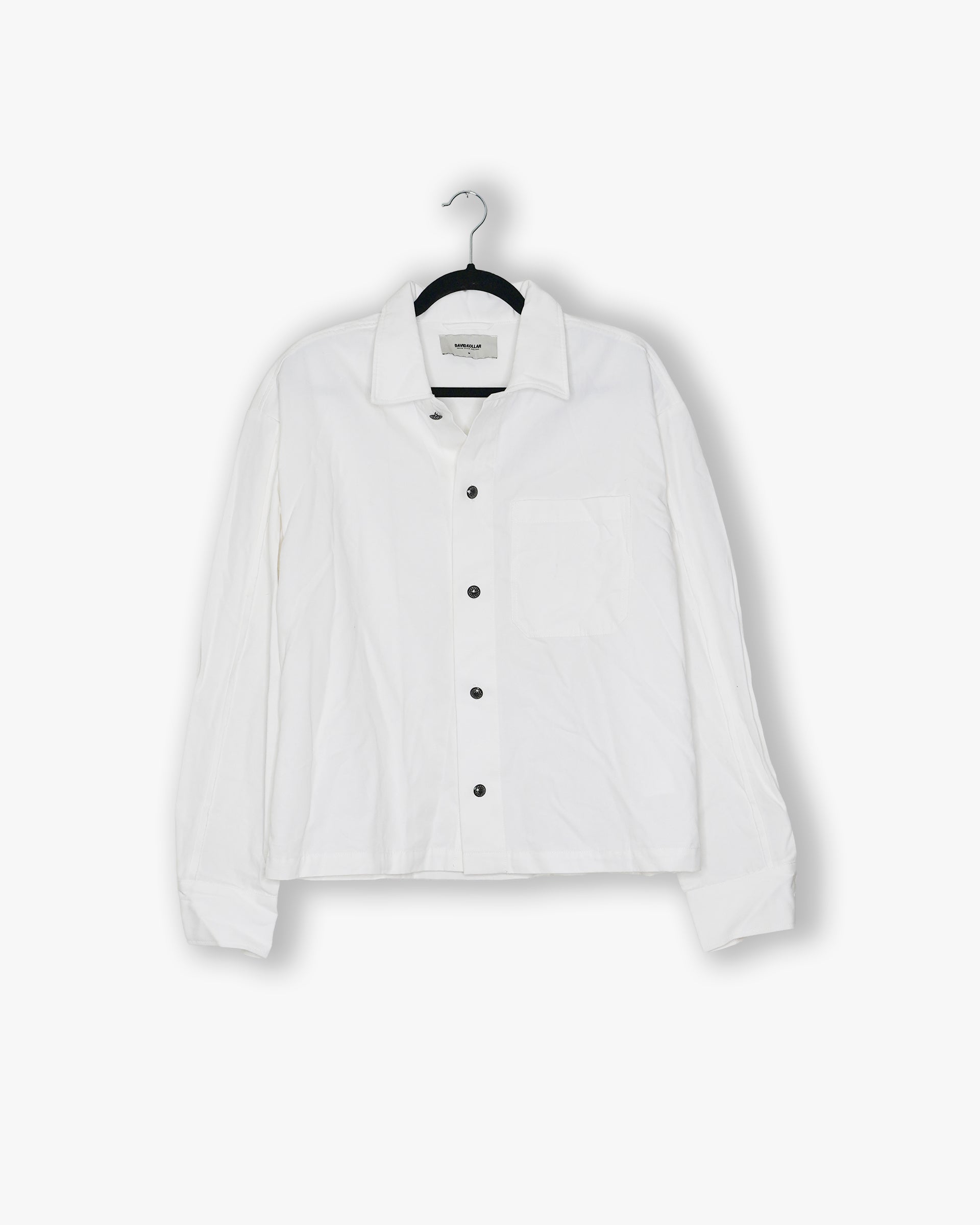 [#177] : Cropped Long Sleeve Button Up - White - M